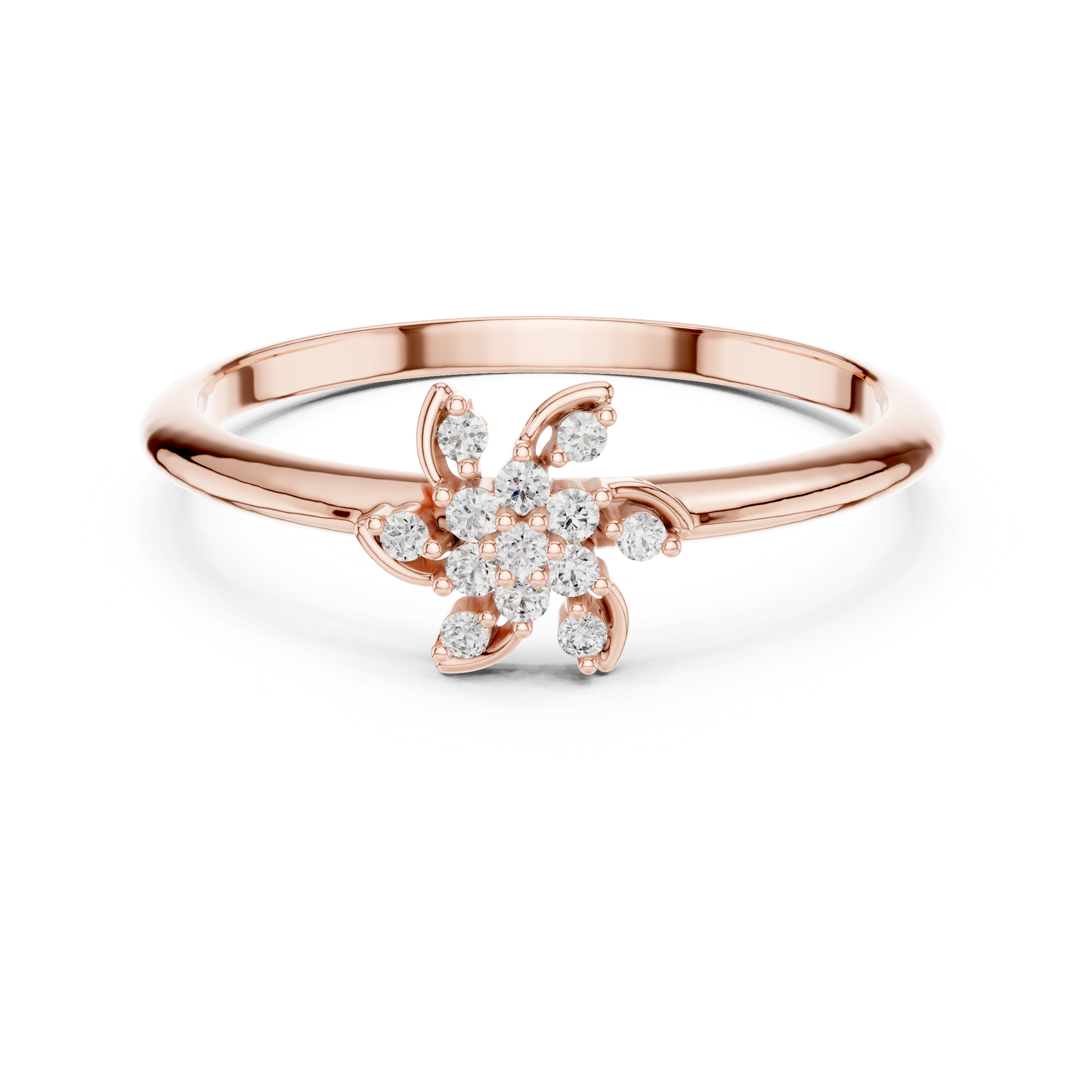 Floral Diamond Cluster Ring with Petal-Inspired Open Design