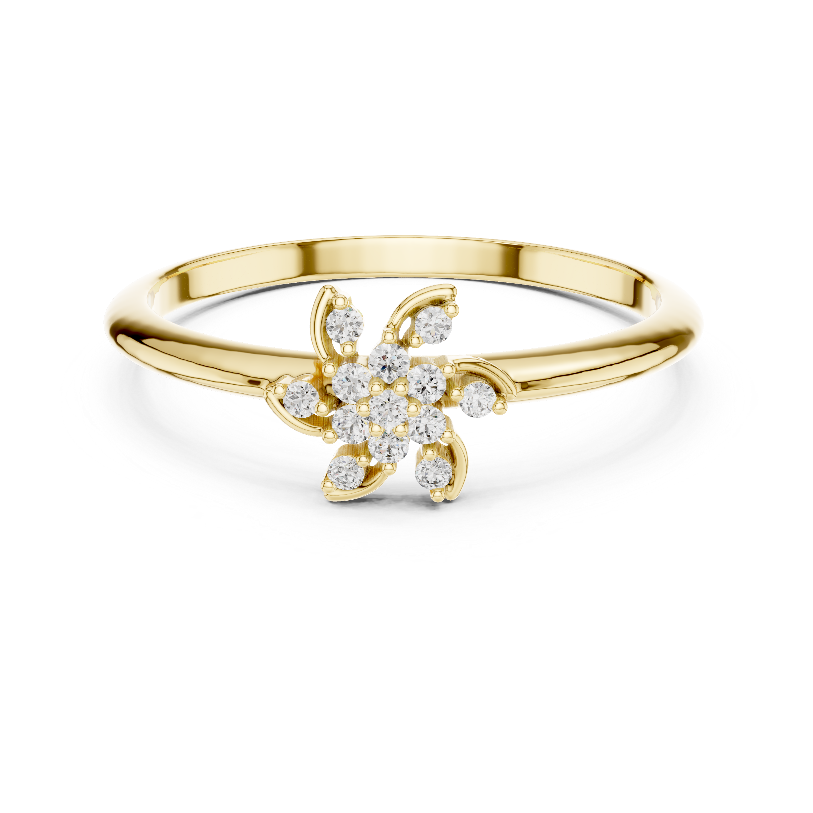 Floral Diamond Cluster Ring with Petal-Inspired Open Design