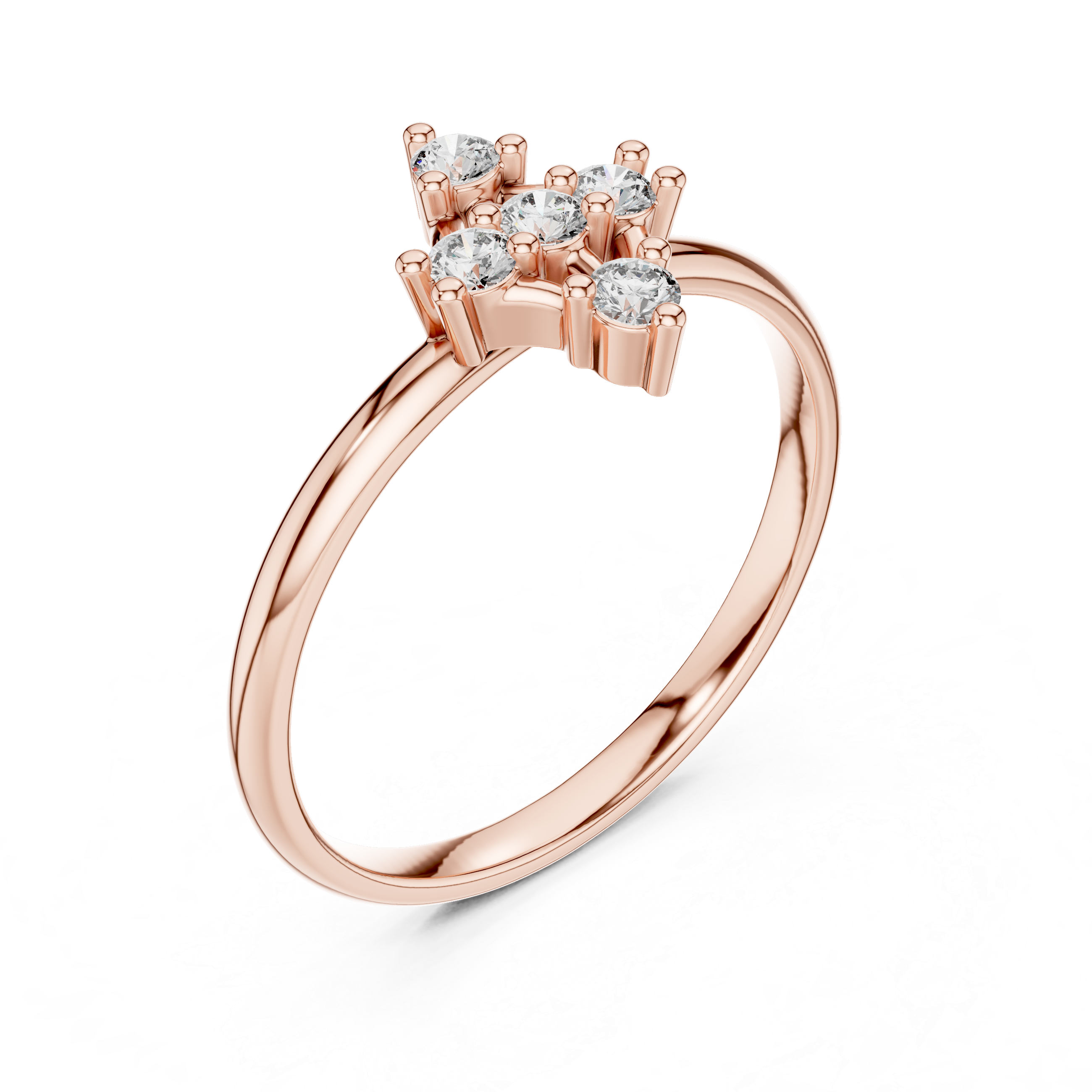 Geometric Diamond Cluster Ring with Vertical Accent Design