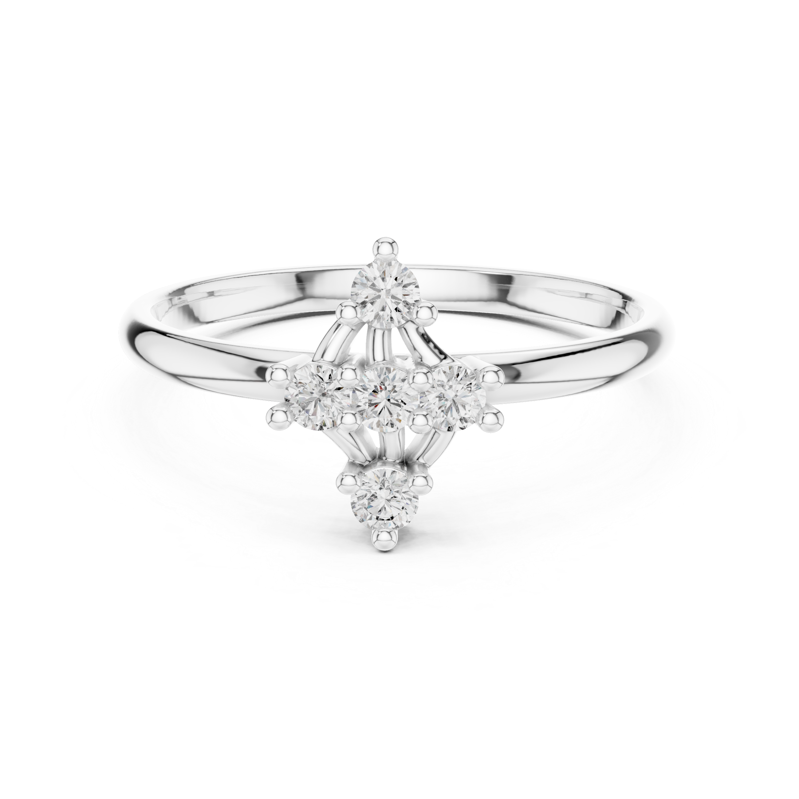Geometric Diamond Cluster Ring with Vertical Accent Design