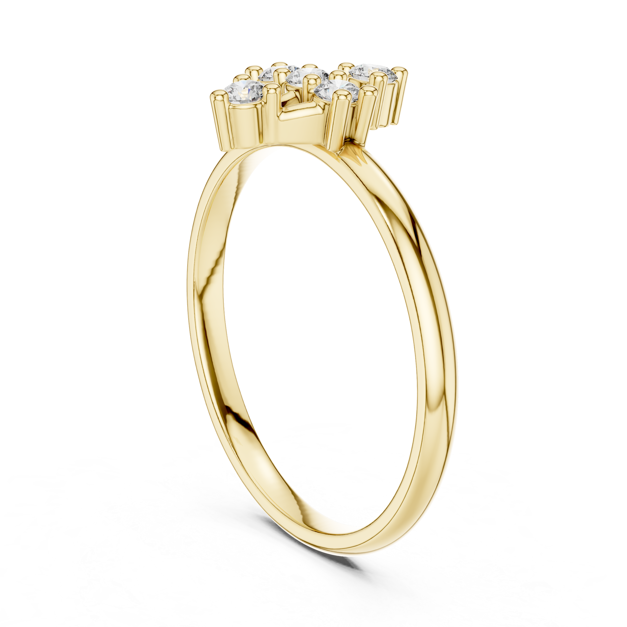 Geometric Diamond Cluster Ring with Vertical Accent Design