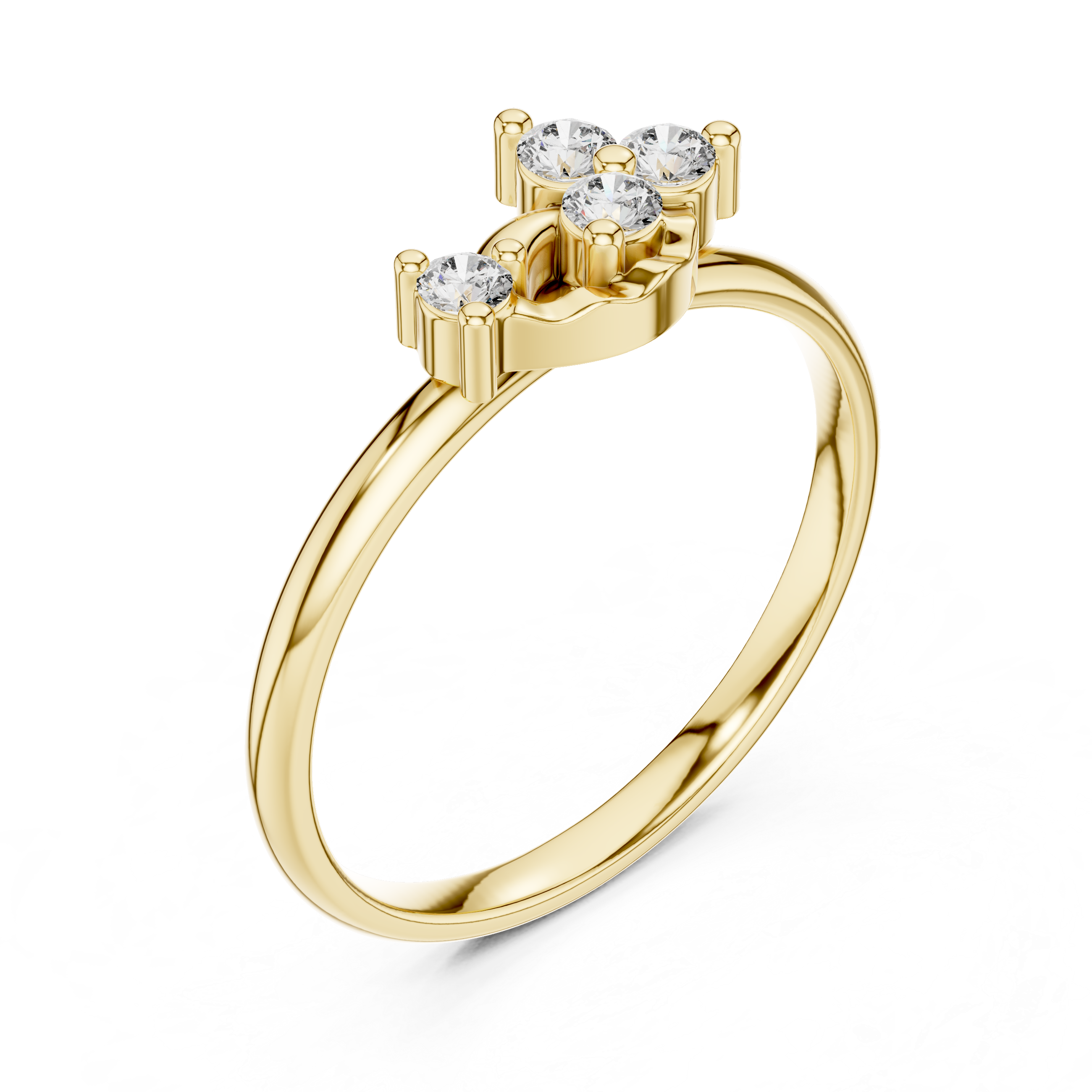 Minimal Asymmetrical Diamond Cluster Ring with Soft Wave Detail