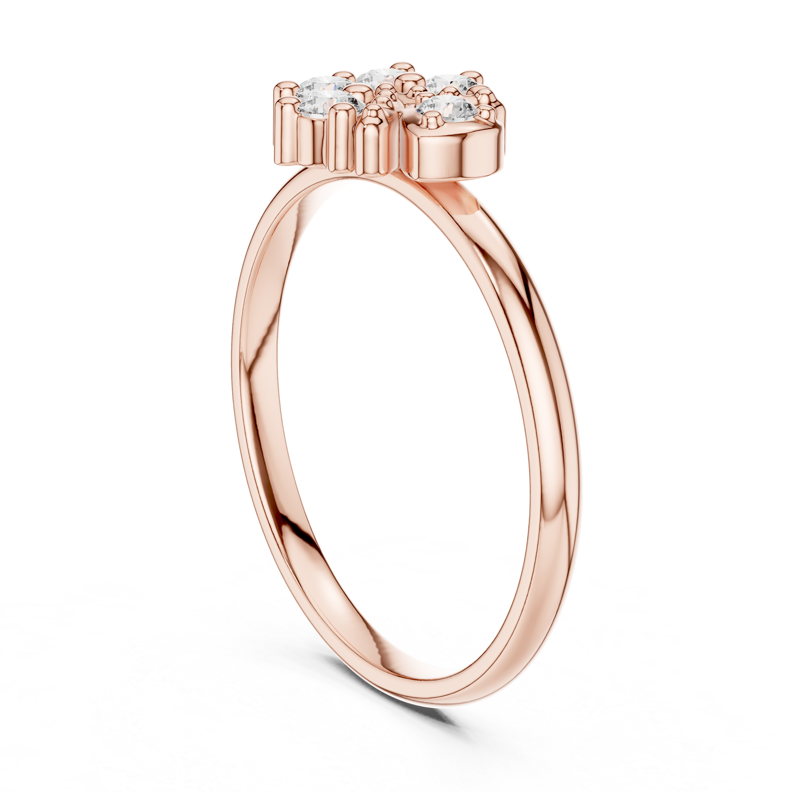 Floral Cluster Diamond Ring with Accent Leaf Detail