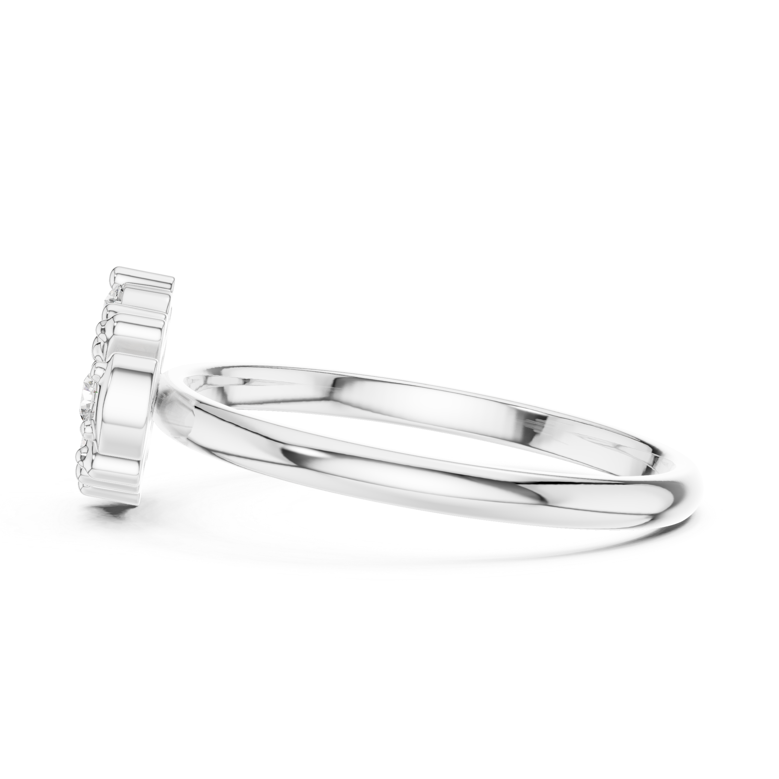 Floral Cluster Diamond Ring with Accent Leaf Detail
