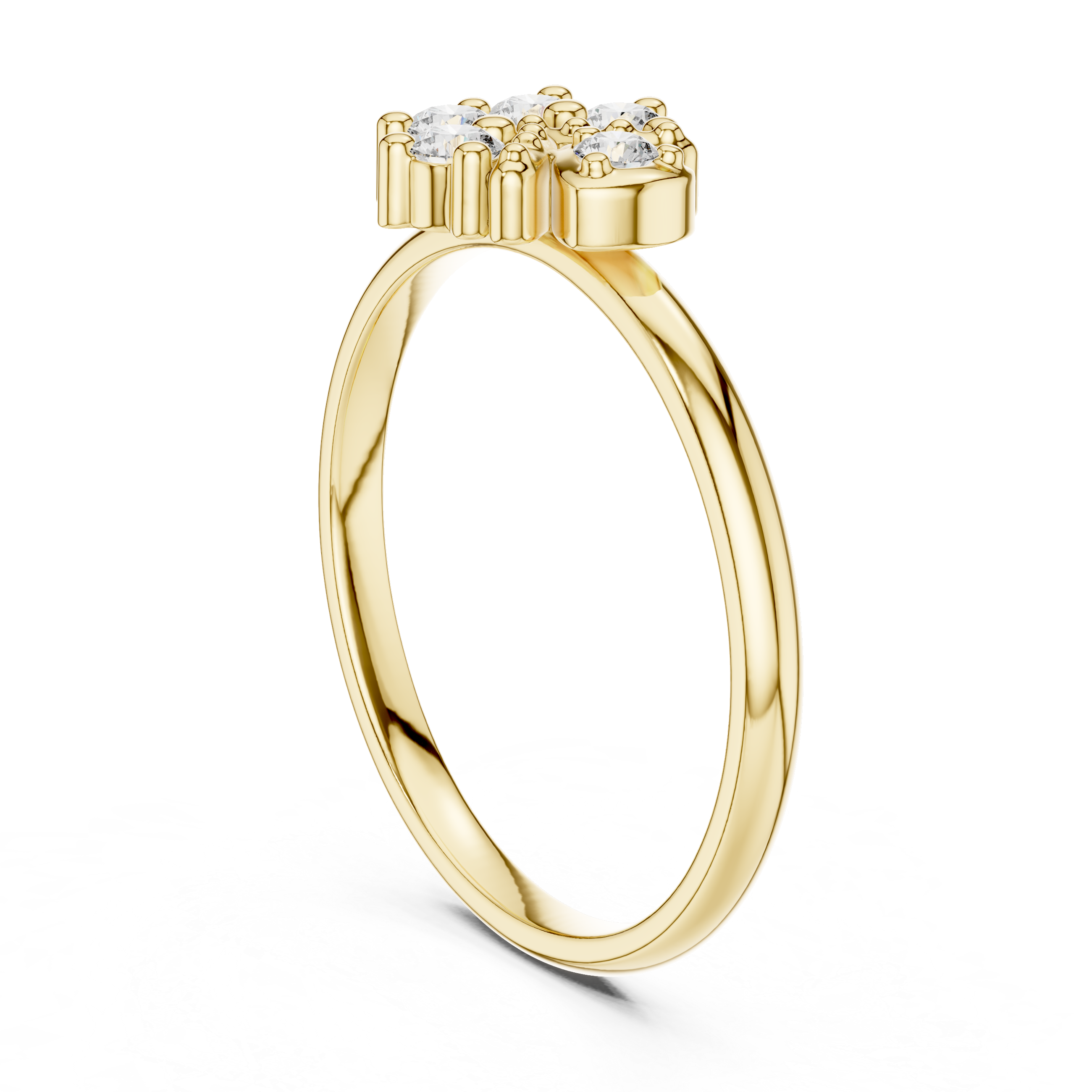 Floral Cluster Diamond Ring with Accent Leaf Detail