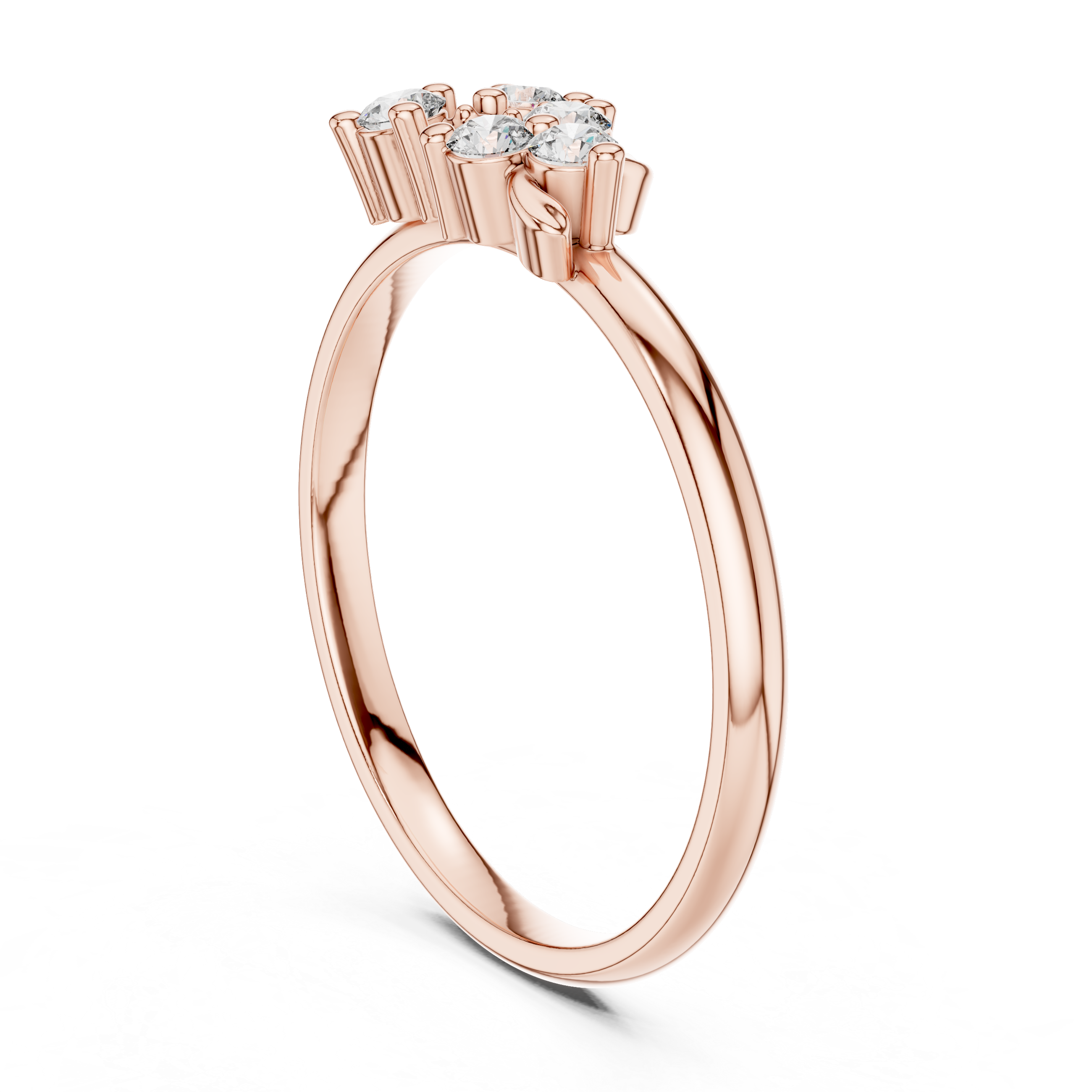 Asymmetrical Floral Diamond Ring with Leaf Detail