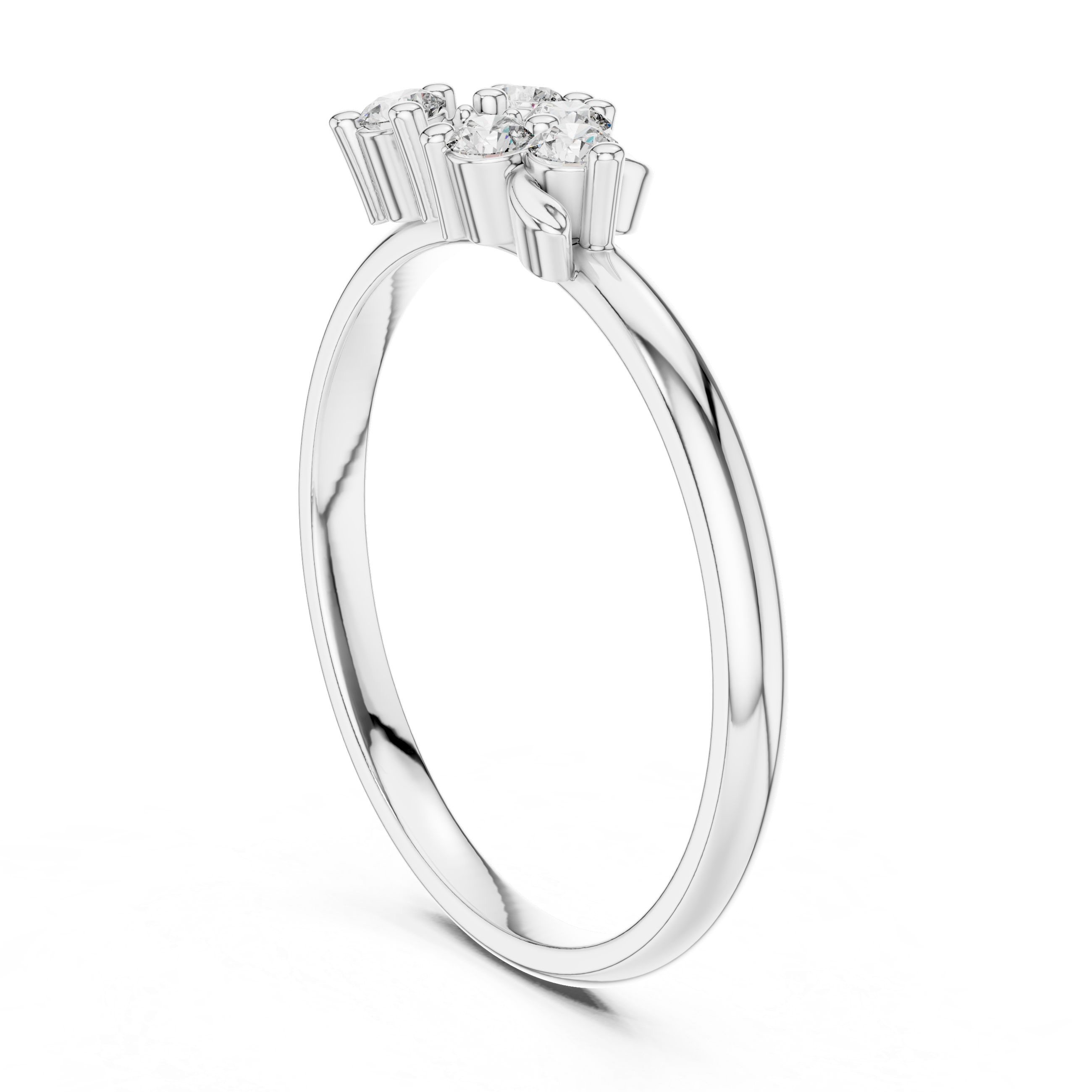 Asymmetrical Floral Diamond Ring with Leaf Detail