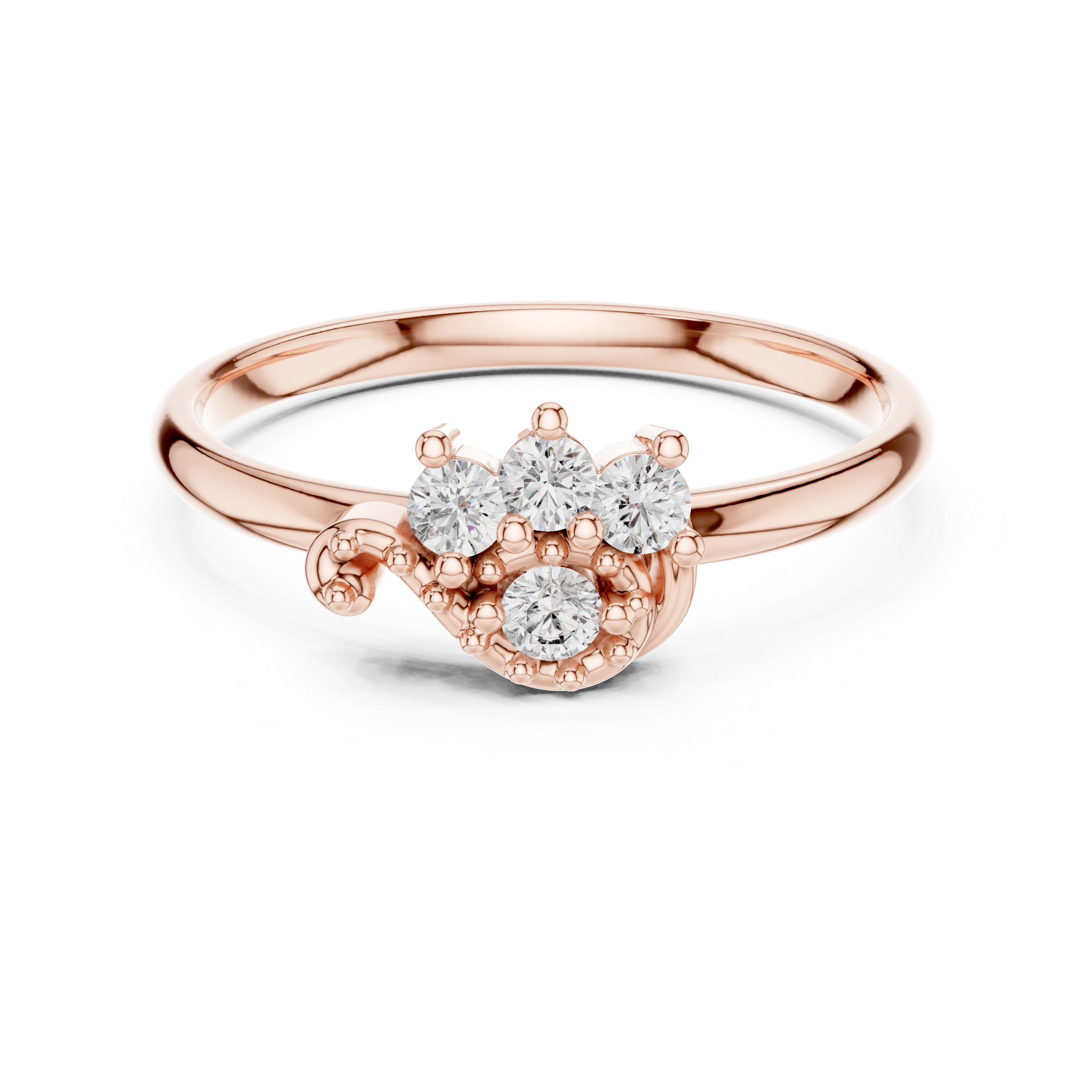 Floral Diamond Swirl Ring