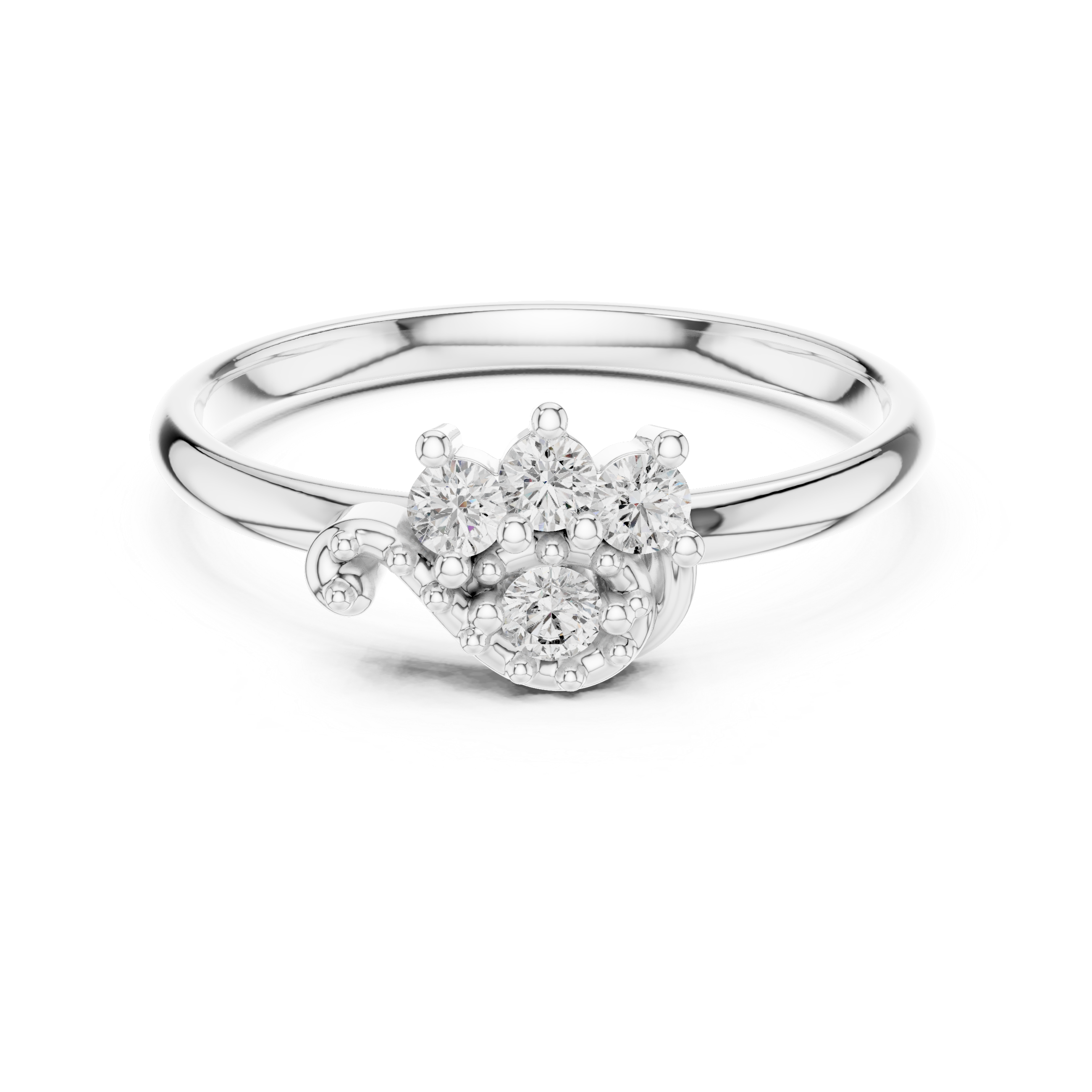 Floral Diamond Swirl Ring