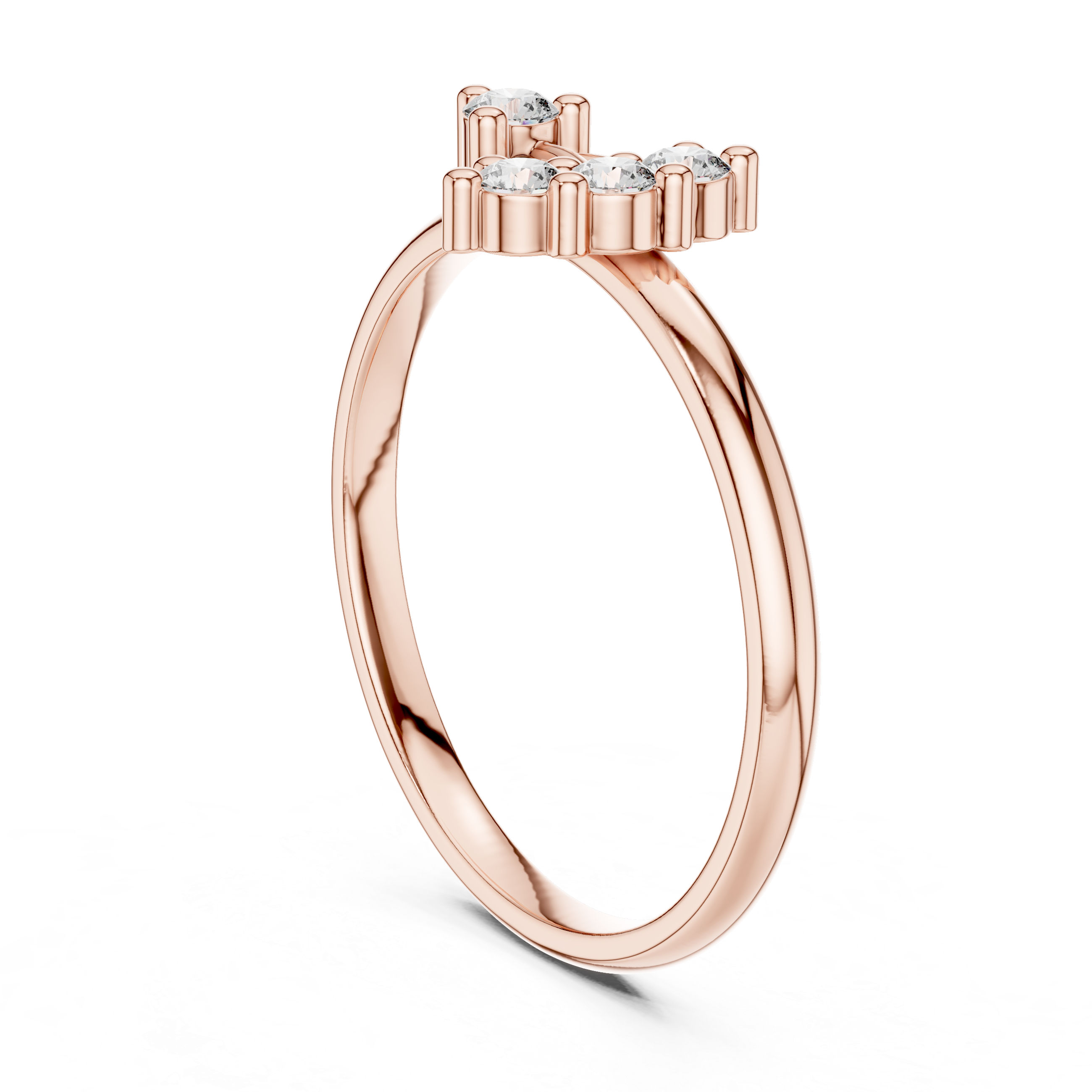 Asymmetrical Diamond Cluster Ring