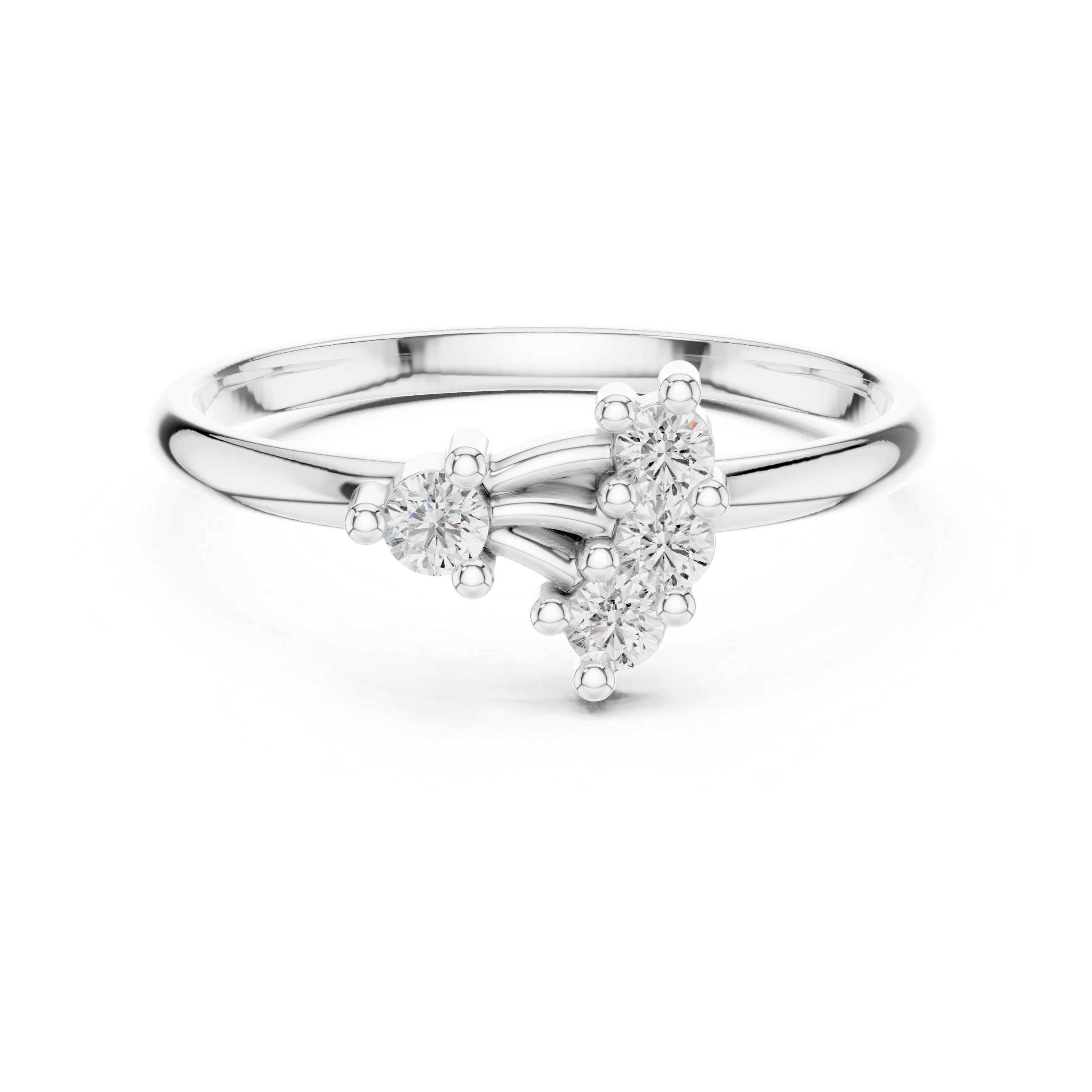 Asymmetrical Diamond Cluster Ring