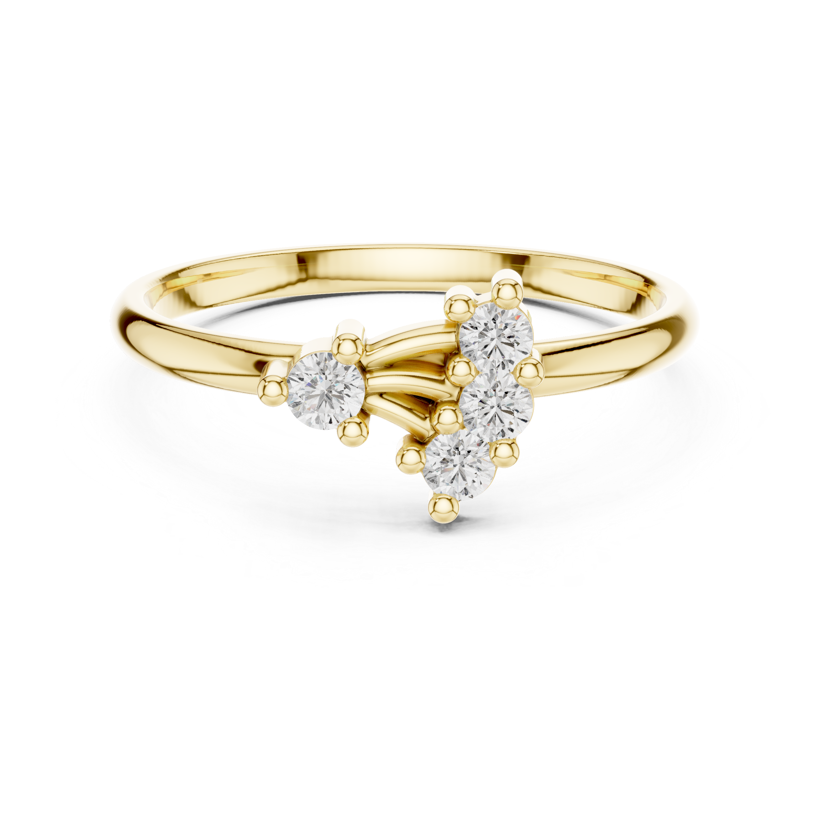 Asymmetrical Diamond Cluster Ring