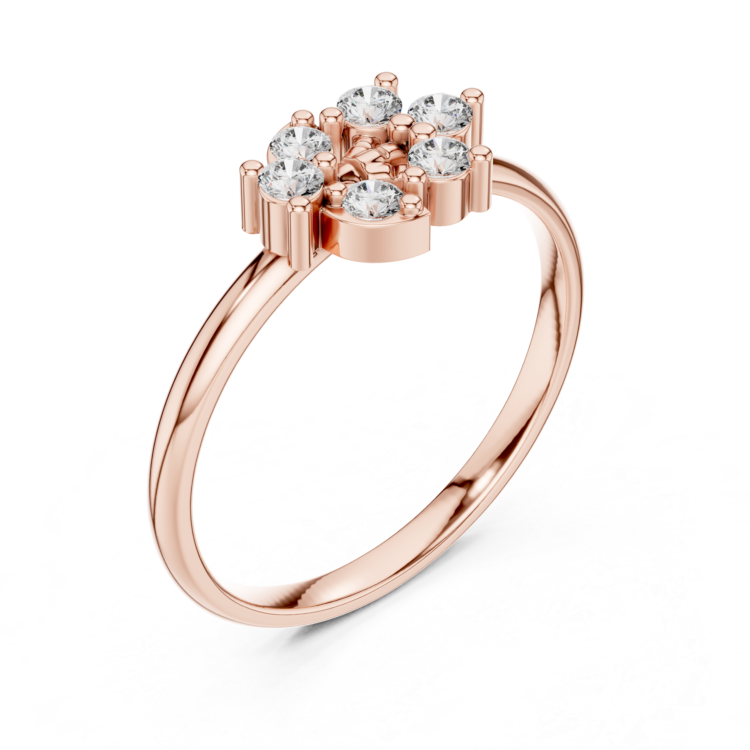 Minimal Floral Cluster Diamond Ring