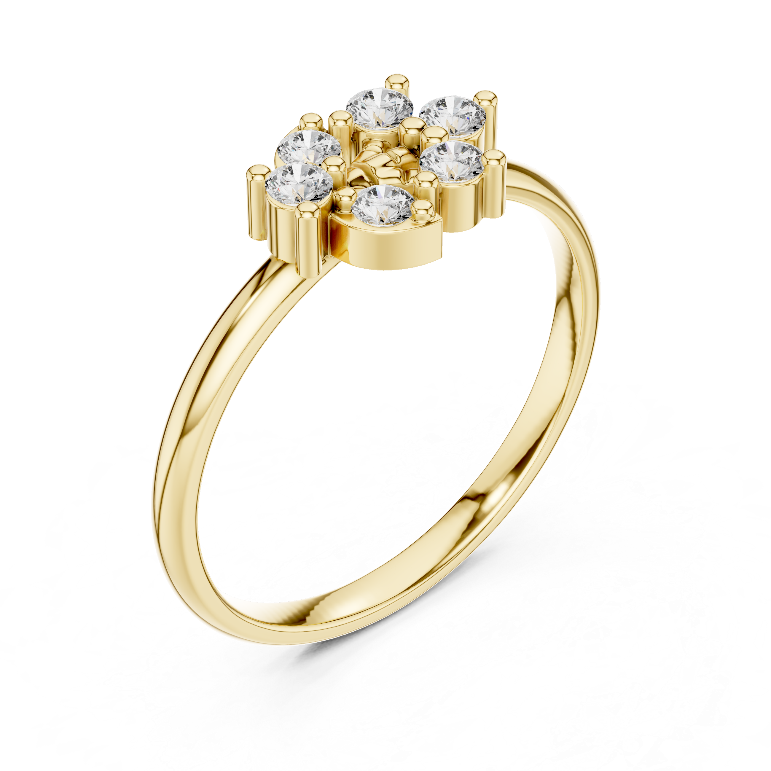 Minimal Floral Cluster Diamond Ring