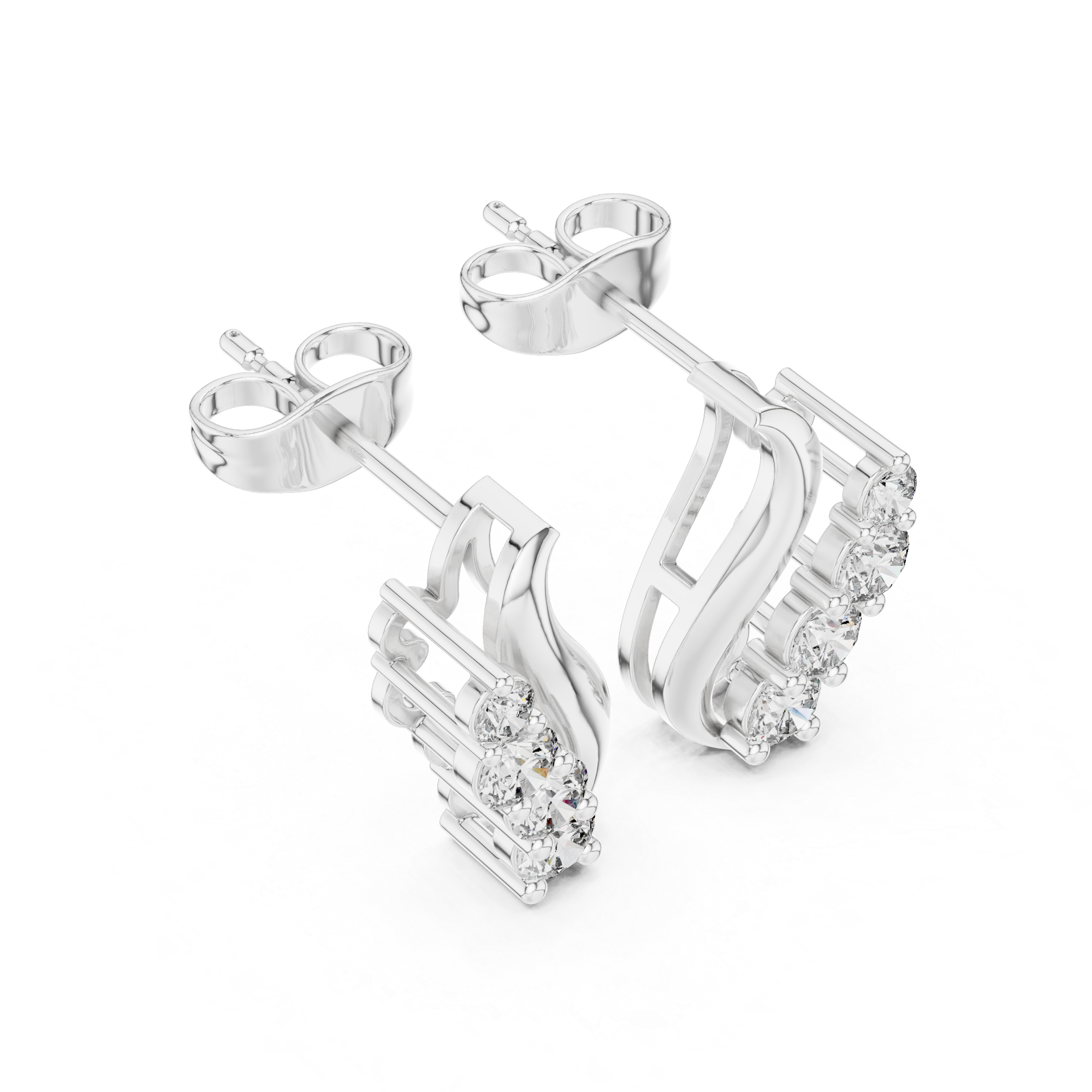 Luxury Curved Diamond Earrings