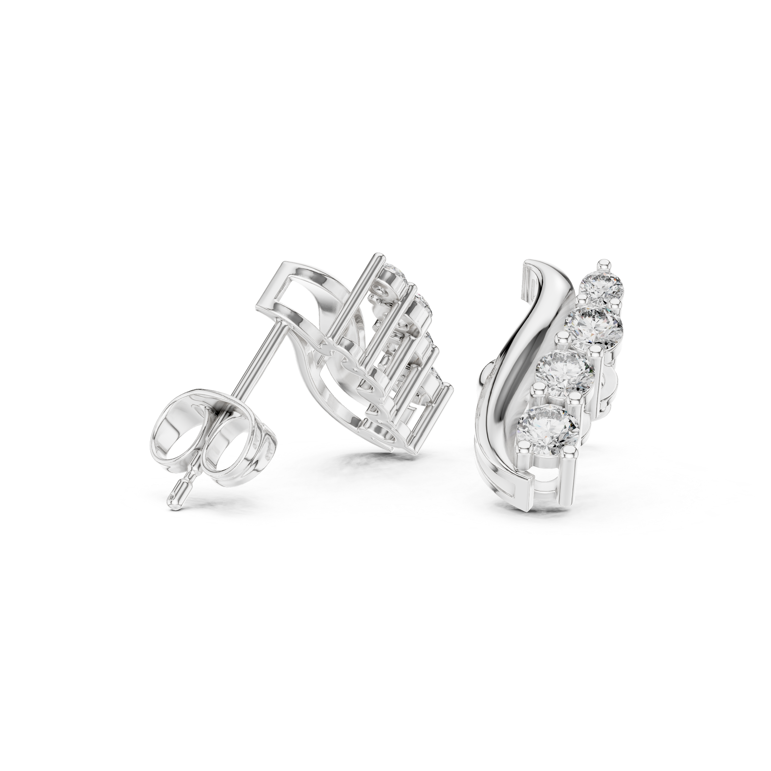 Luxury Curved Diamond Earrings