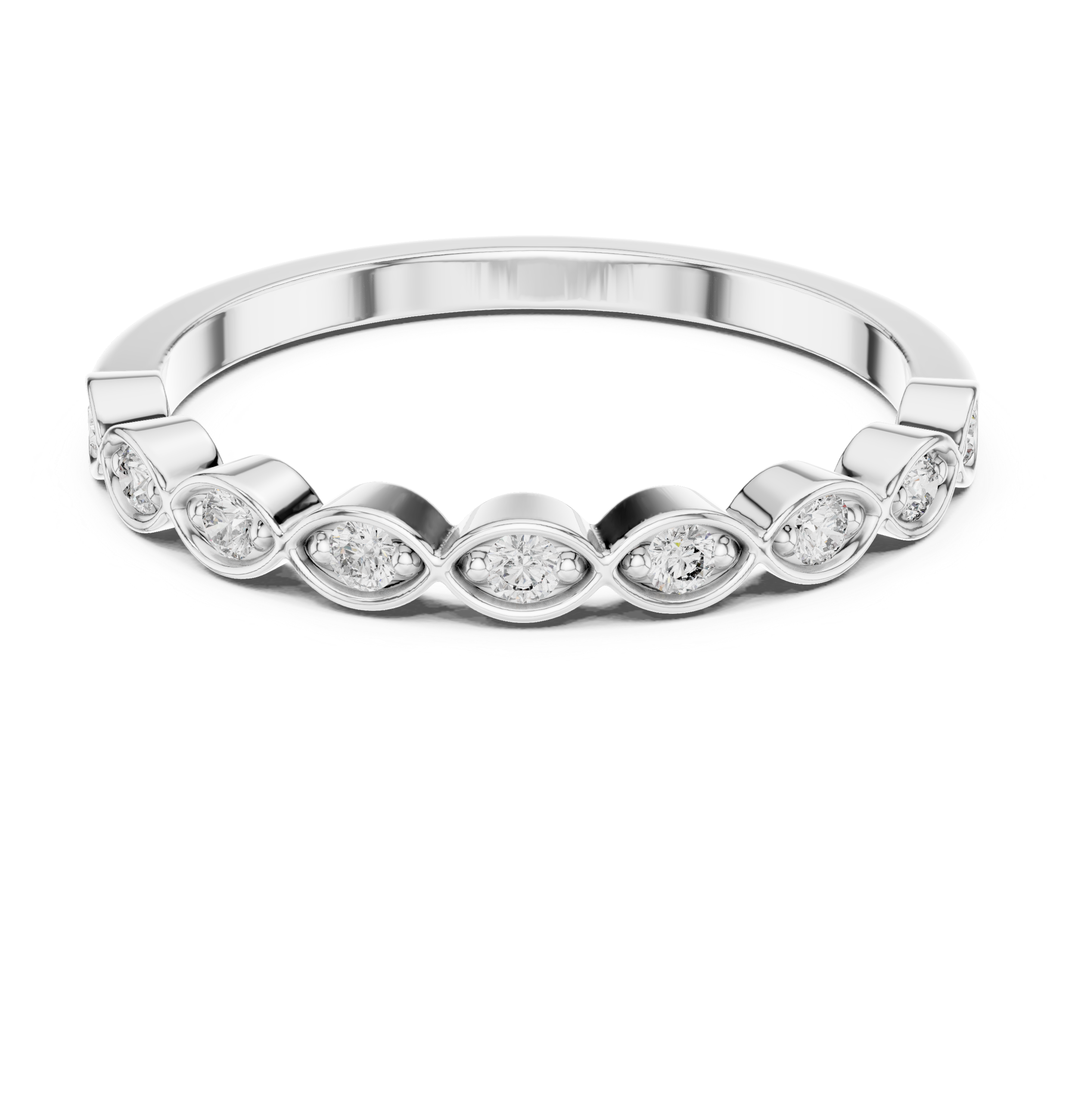 Vintage Infinity Diamond Wedding Band with Bezel Set Round Stones