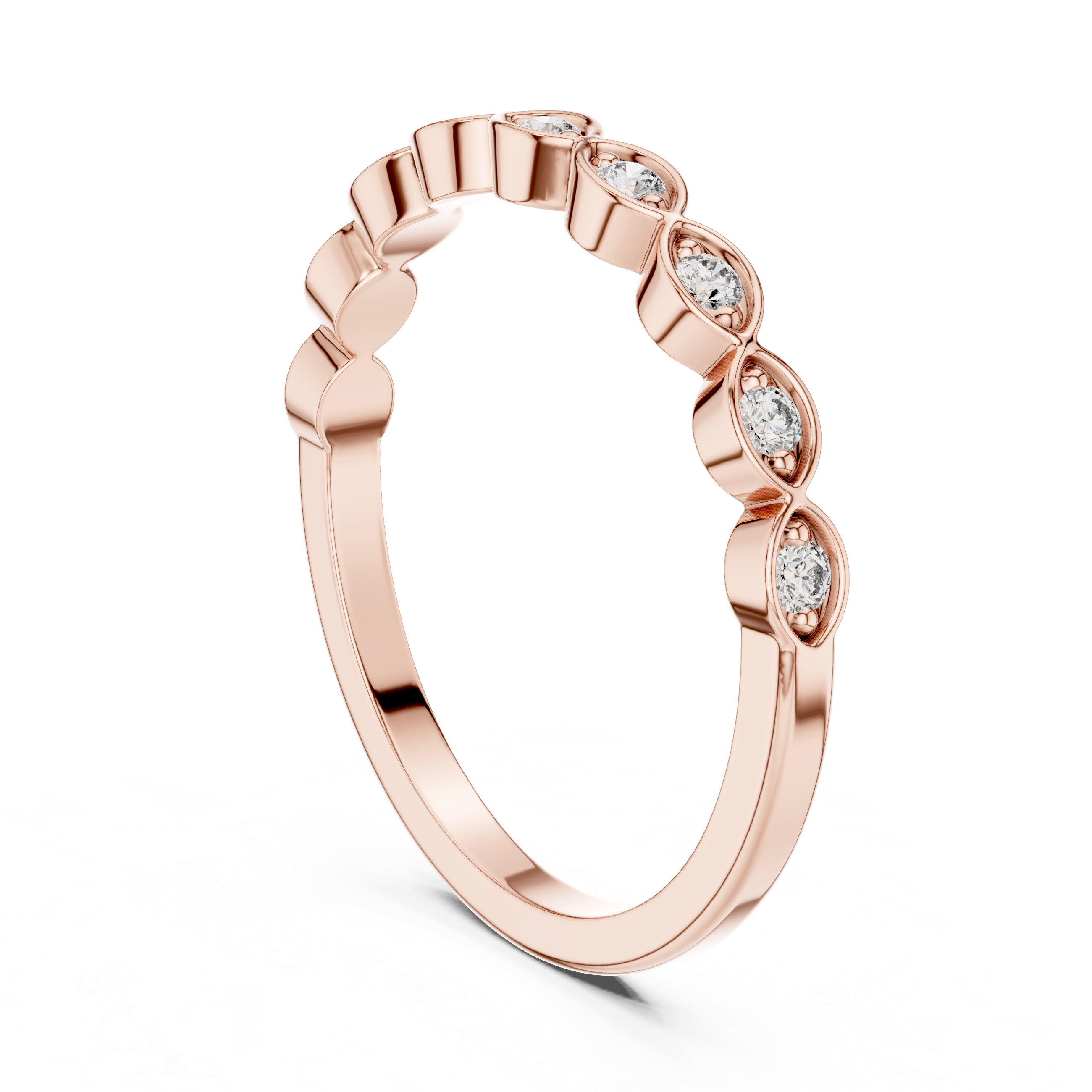 Vintage Infinity Diamond Wedding Band with Bezel Set Round Stones