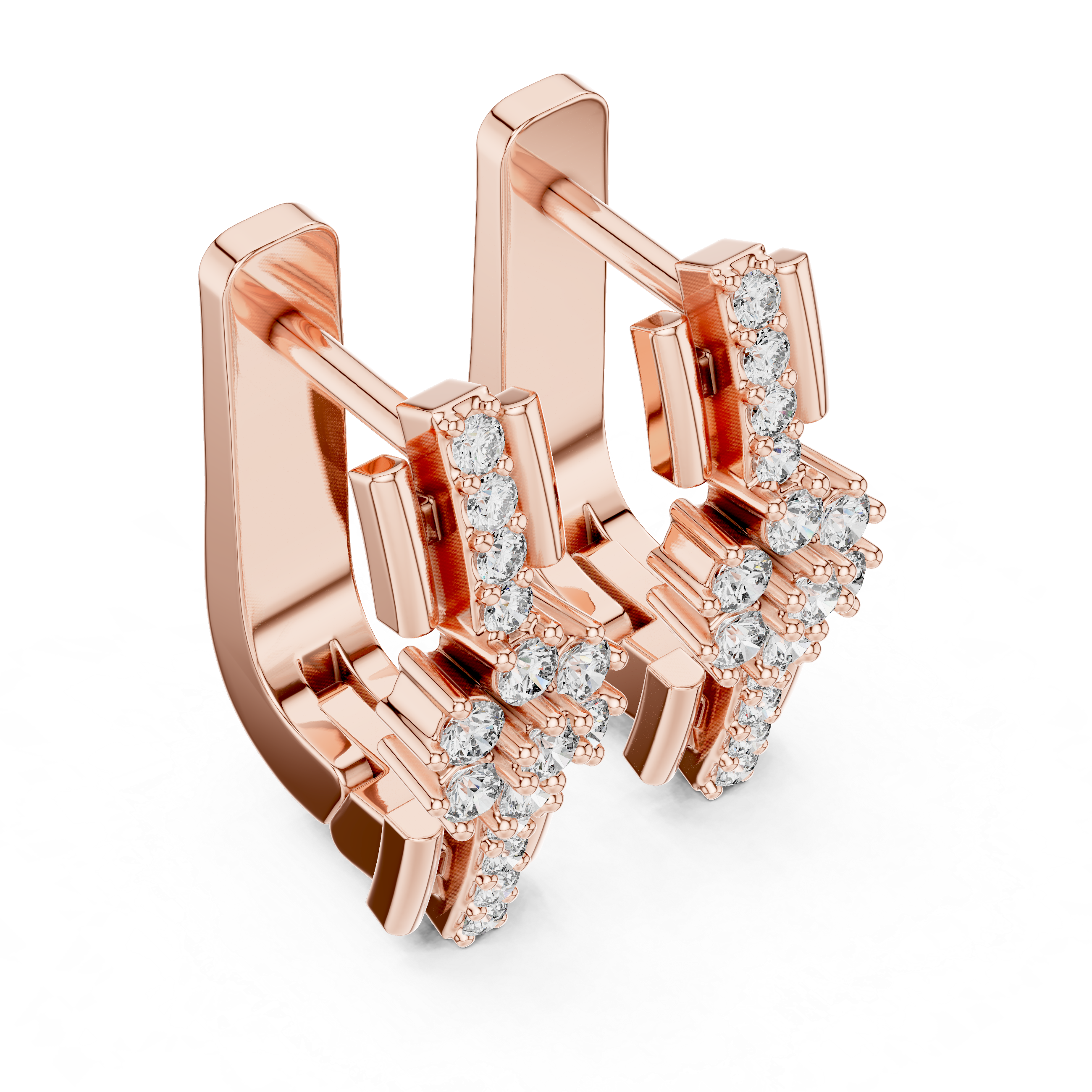 Floral Cluster Diamond Bar Earrings