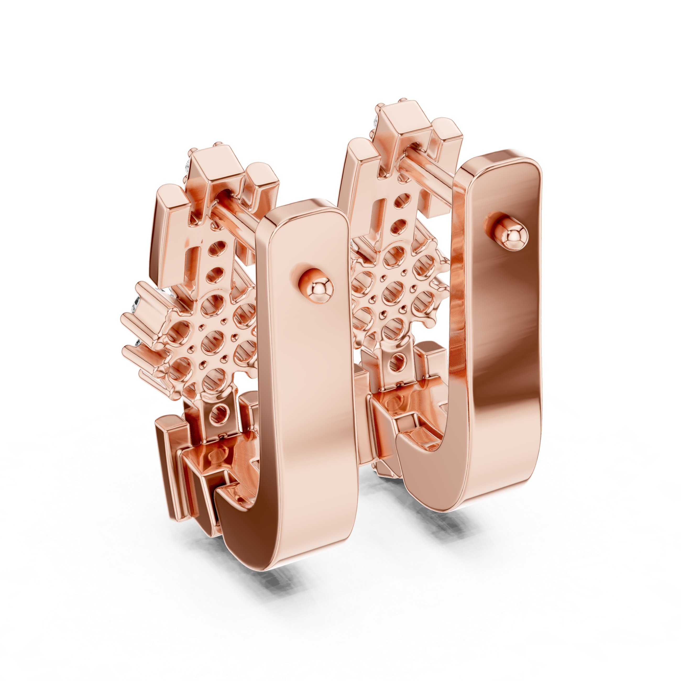 Floral Cluster Diamond Bar Earrings