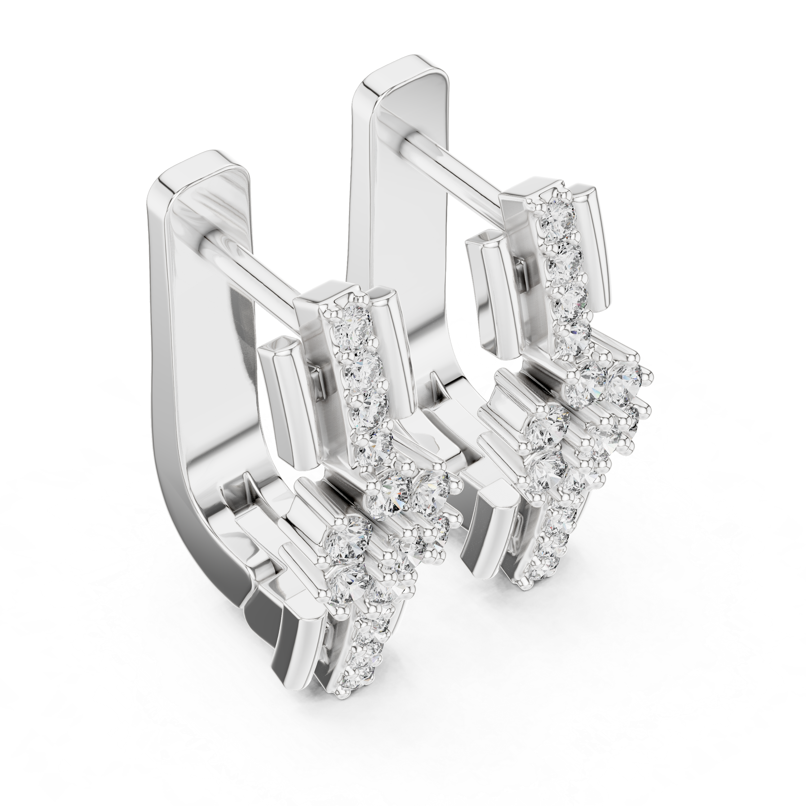 Floral Cluster Diamond Bar Earrings