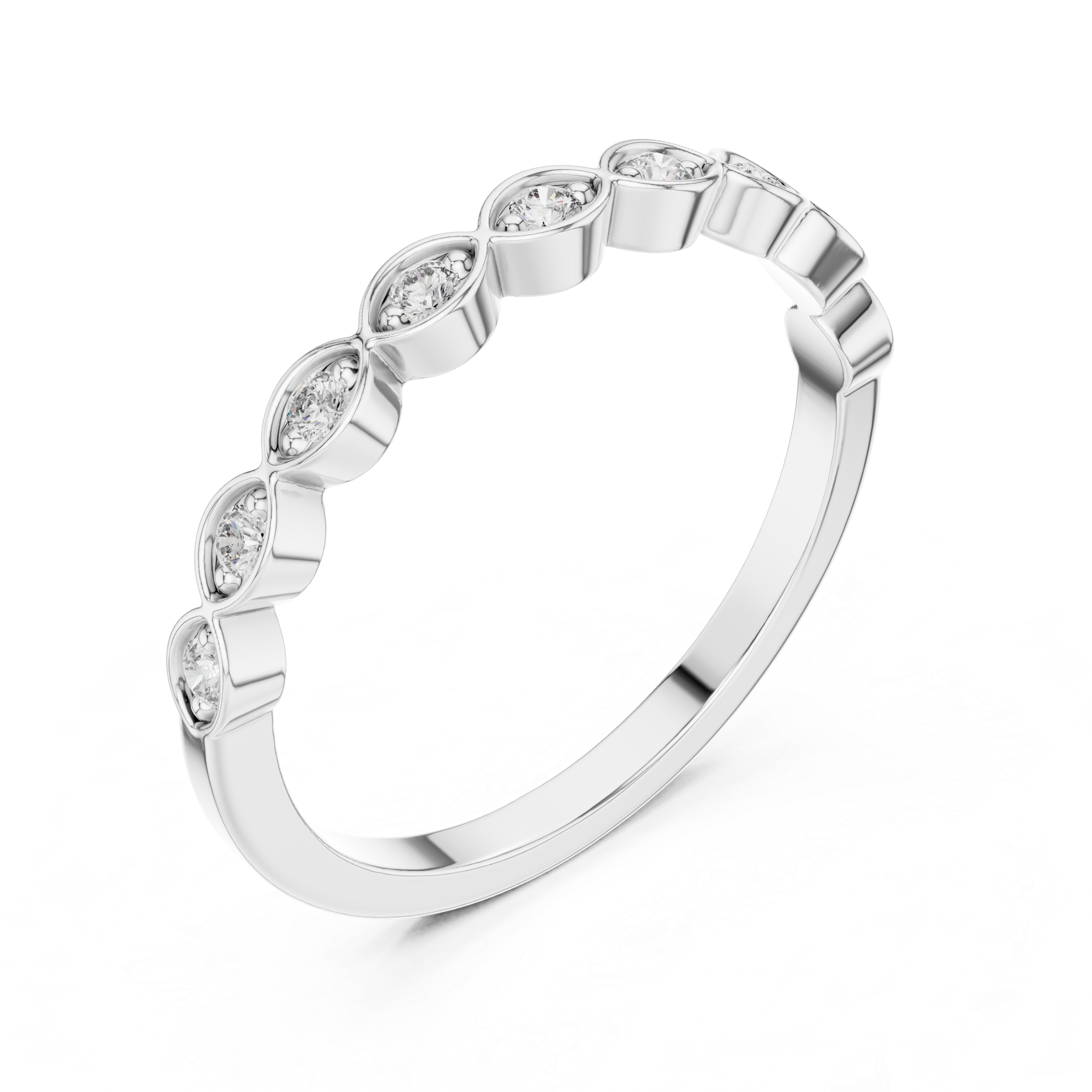 Vintage Infinity Diamond Wedding Band with Bezel Set Round Stones