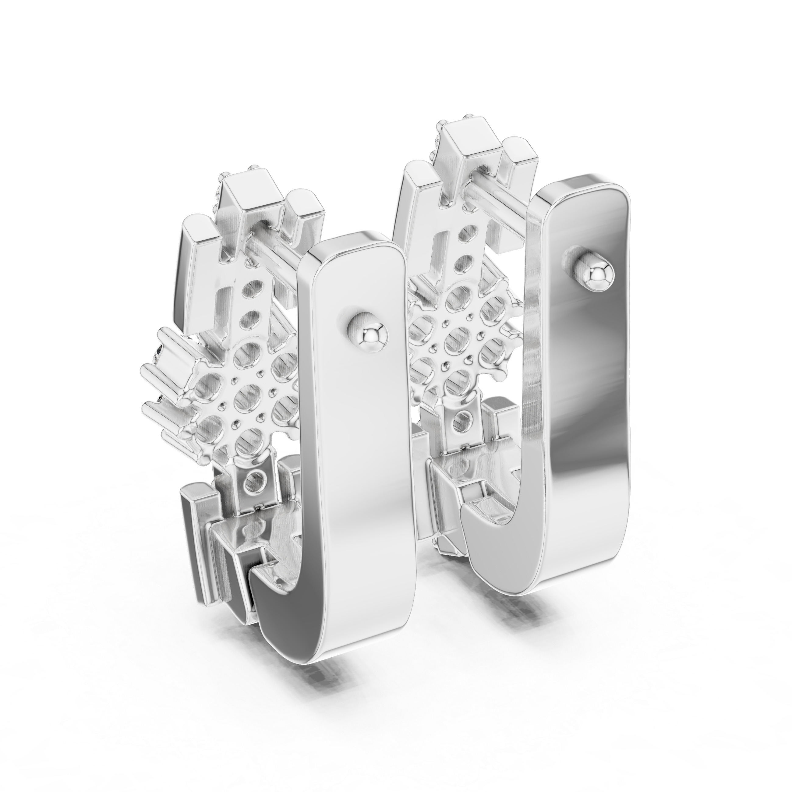 Floral Cluster Diamond Bar Earrings