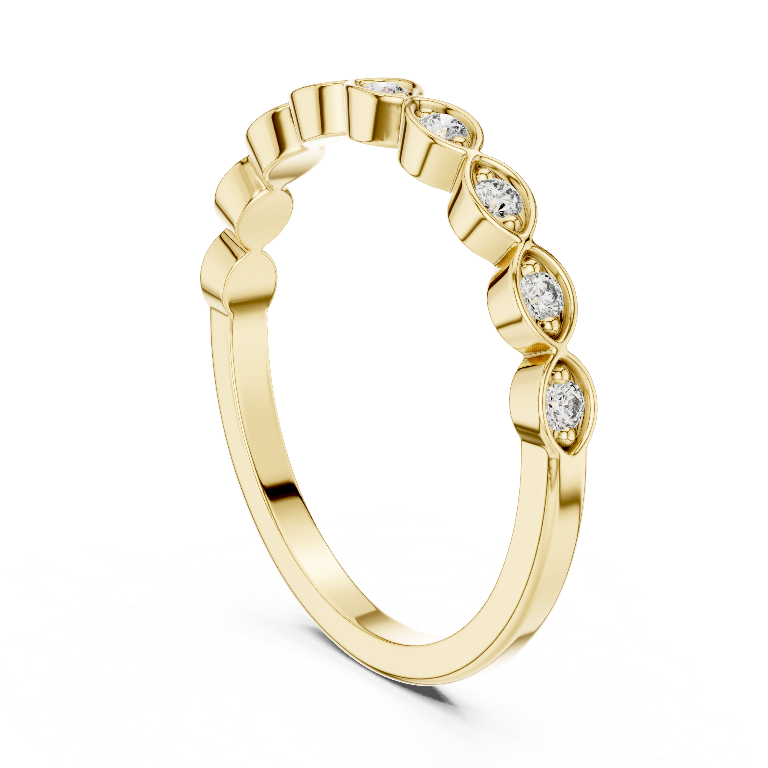 Vintage Infinity Diamond Wedding Band with Bezel Set Round Stones