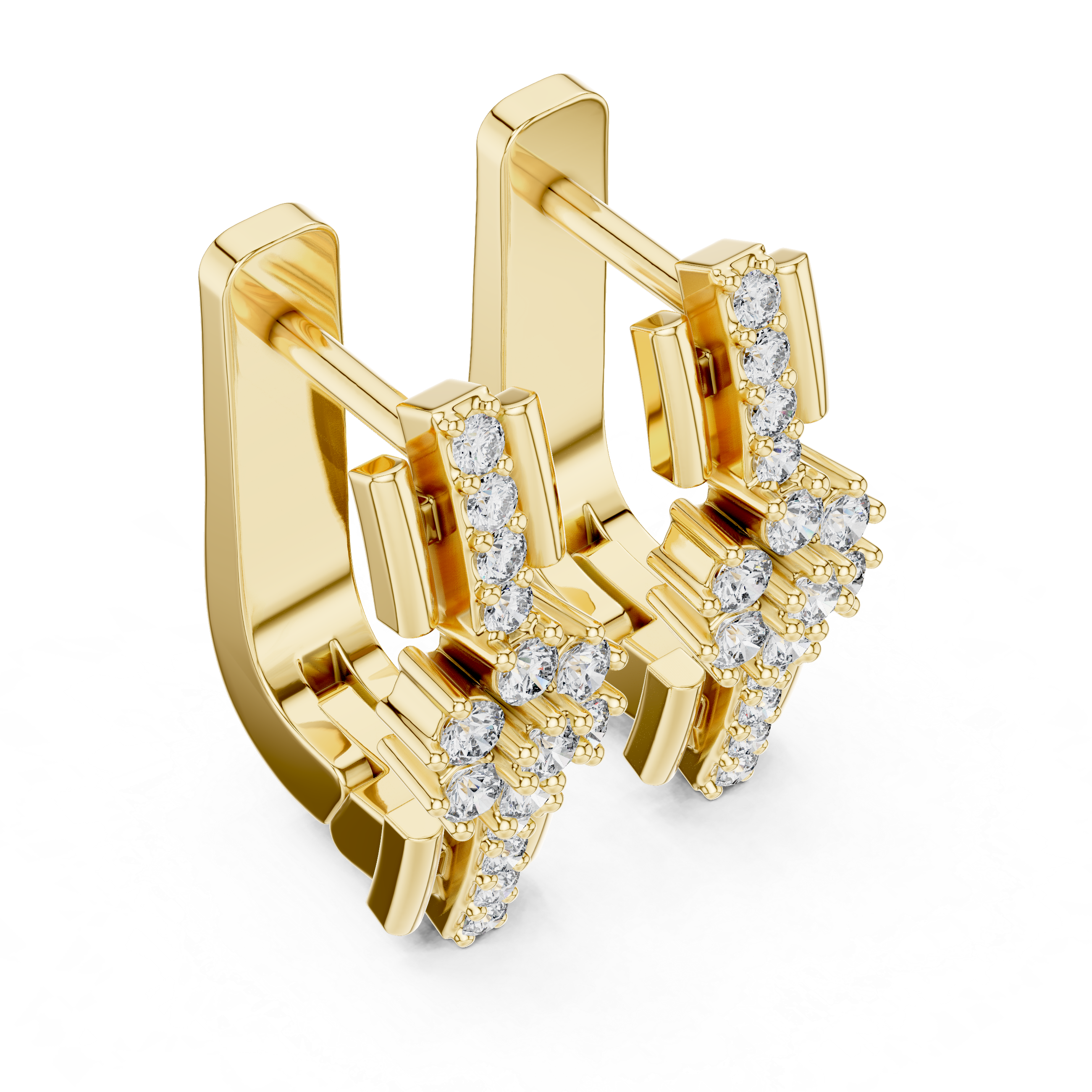 Floral Cluster Diamond Bar Earrings