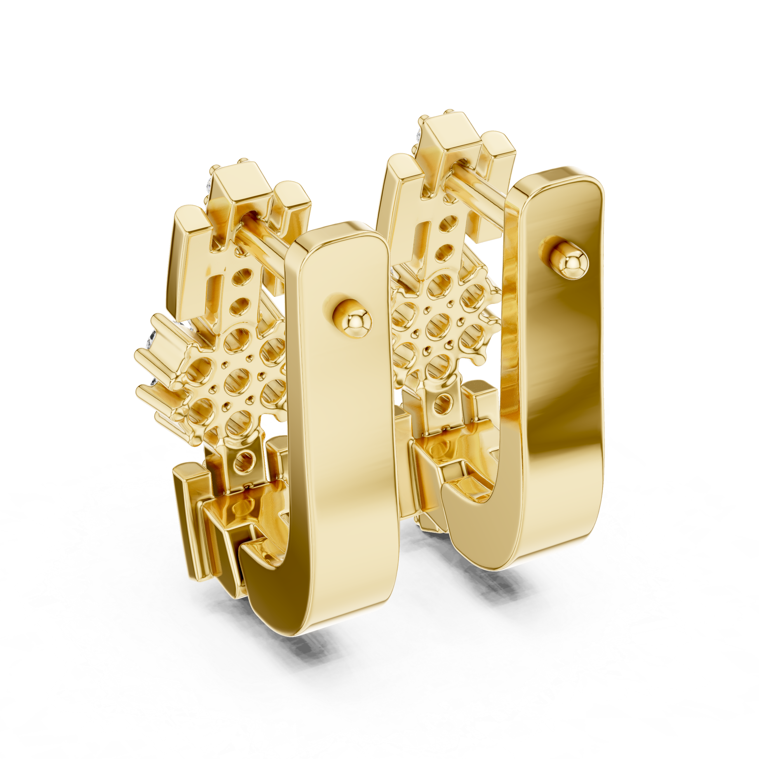 Floral Cluster Diamond Bar Earrings