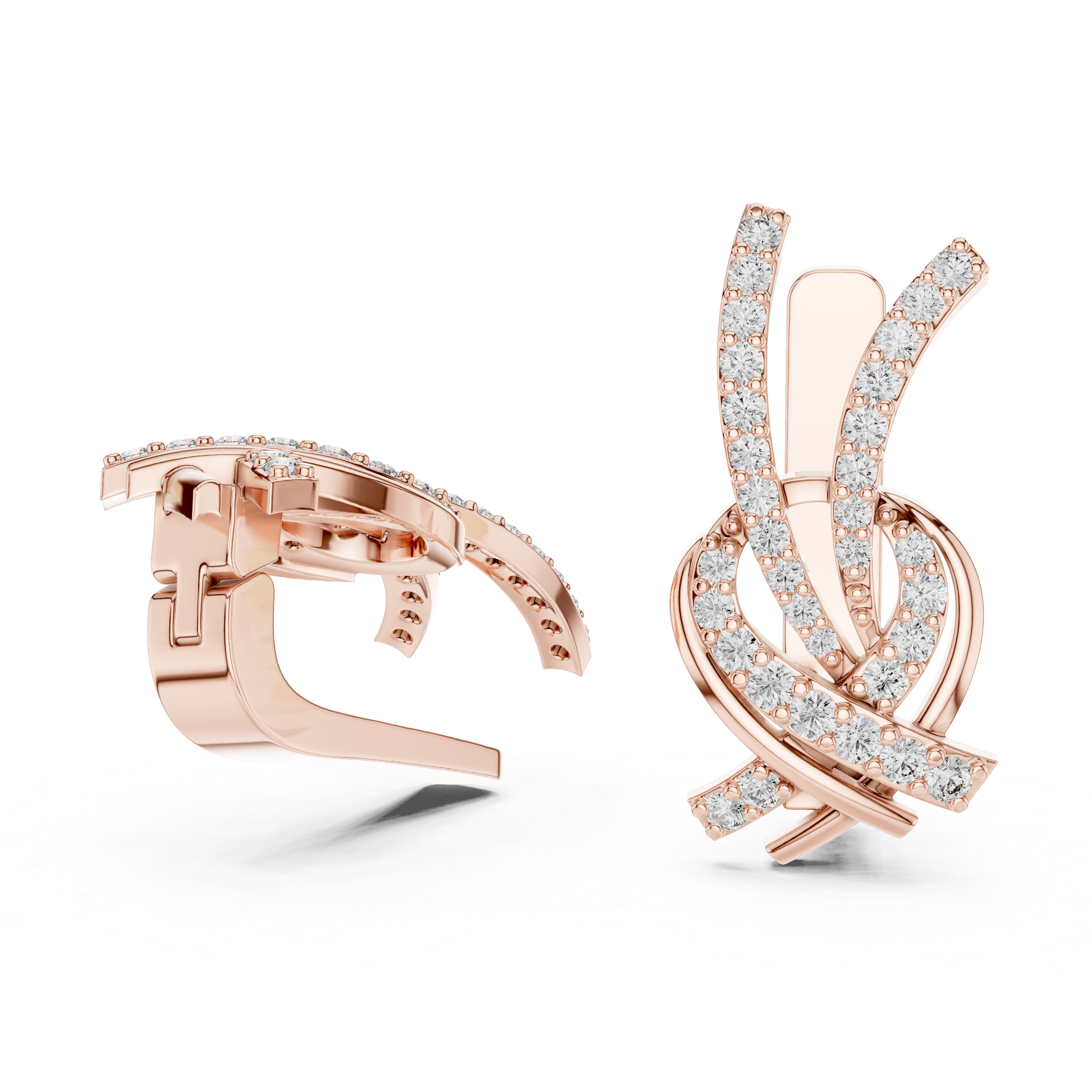 Modern Ribbon Twist Diamond Earrings
