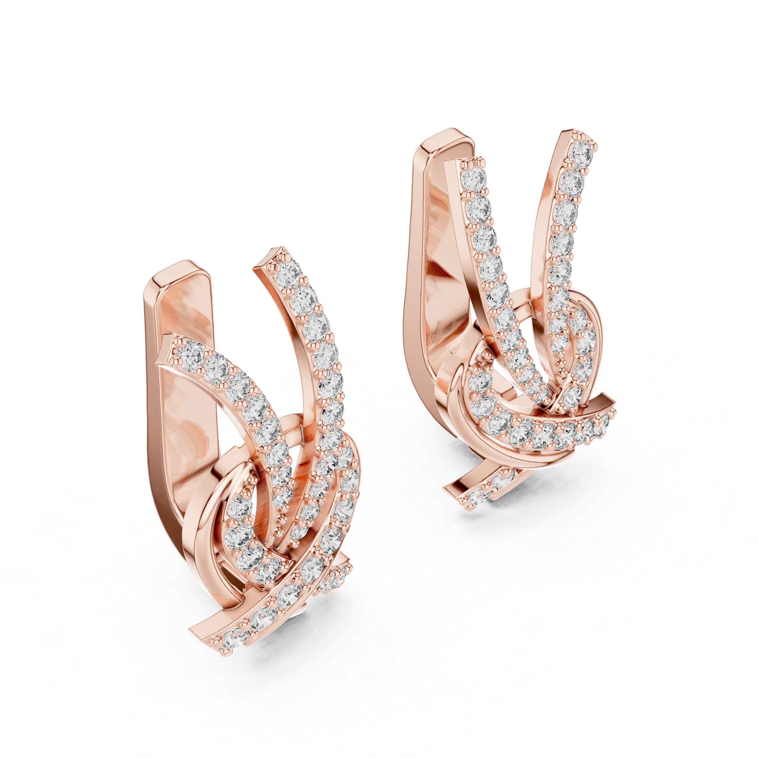 Modern Ribbon Twist Diamond Earrings