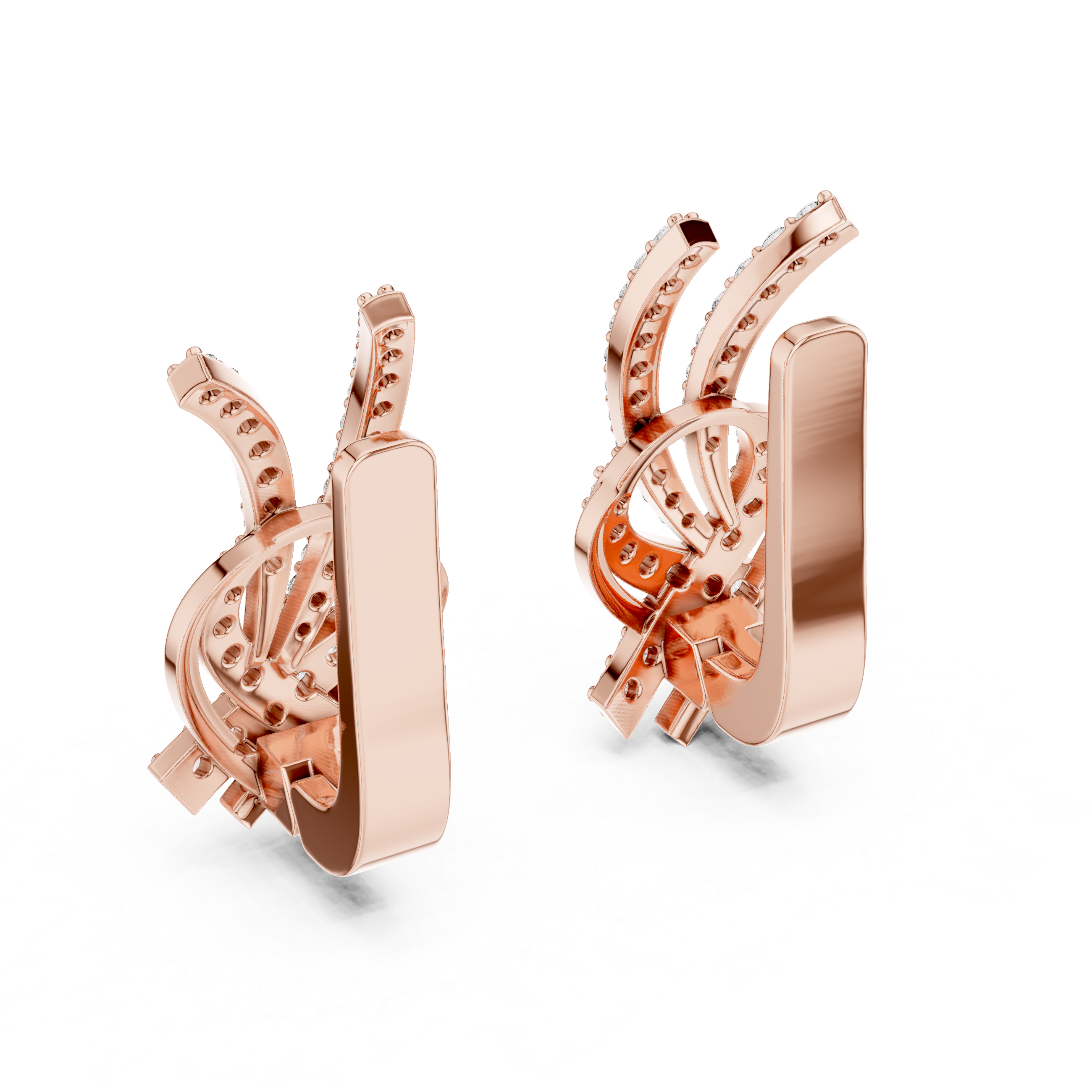 Modern Ribbon Twist Diamond Earrings