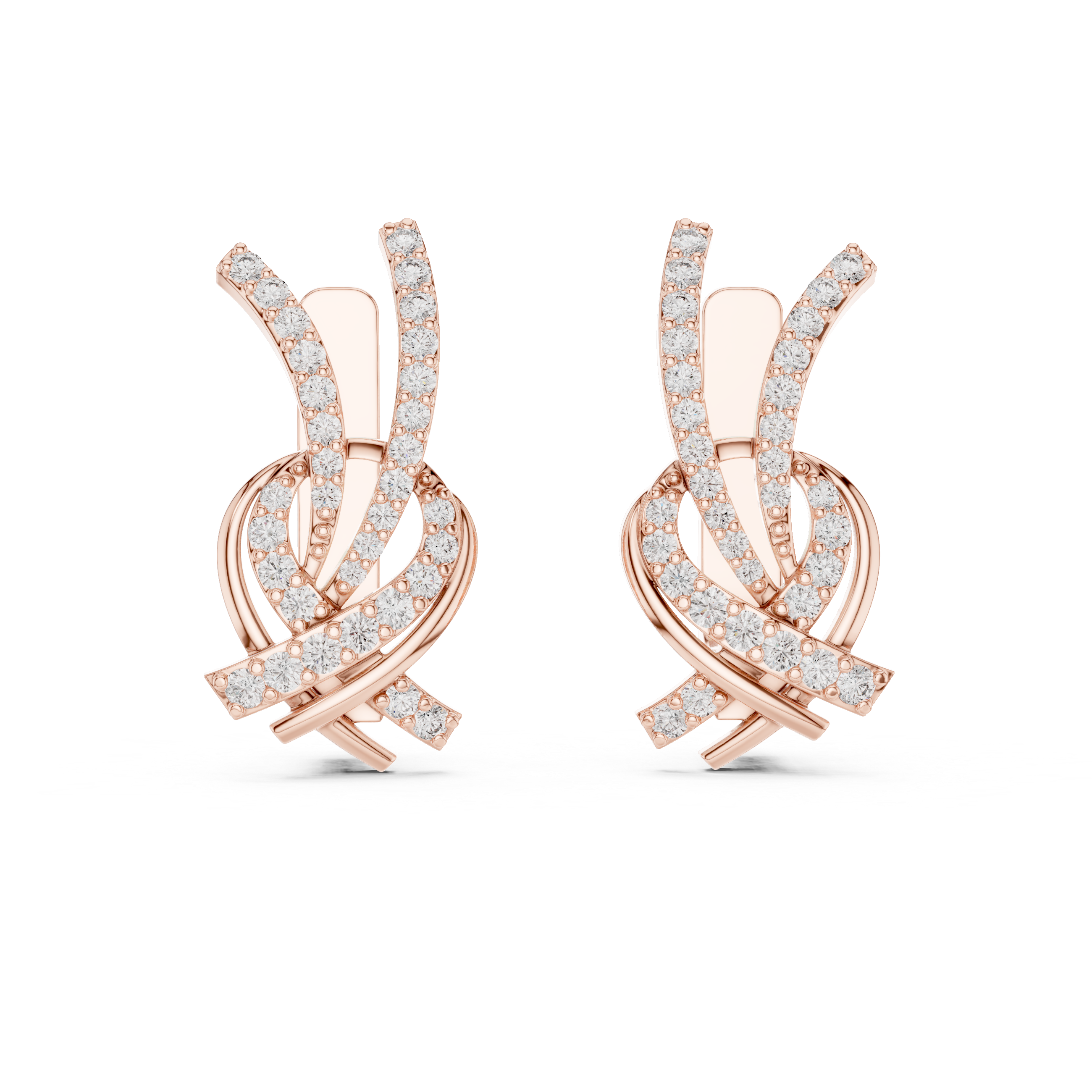 Modern Ribbon Twist Diamond Earrings