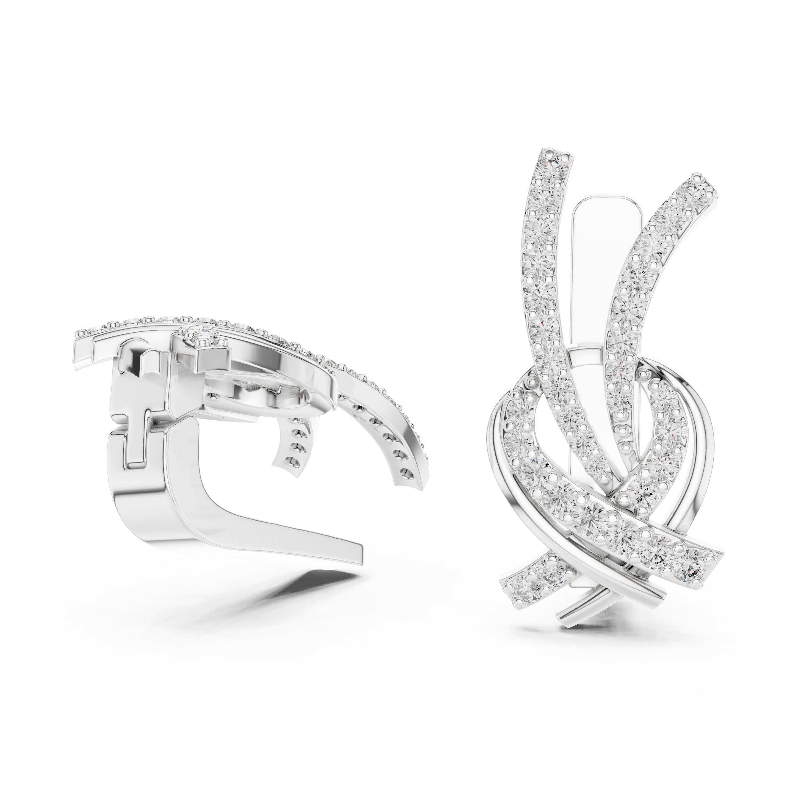 Modern Ribbon Twist Diamond Earrings