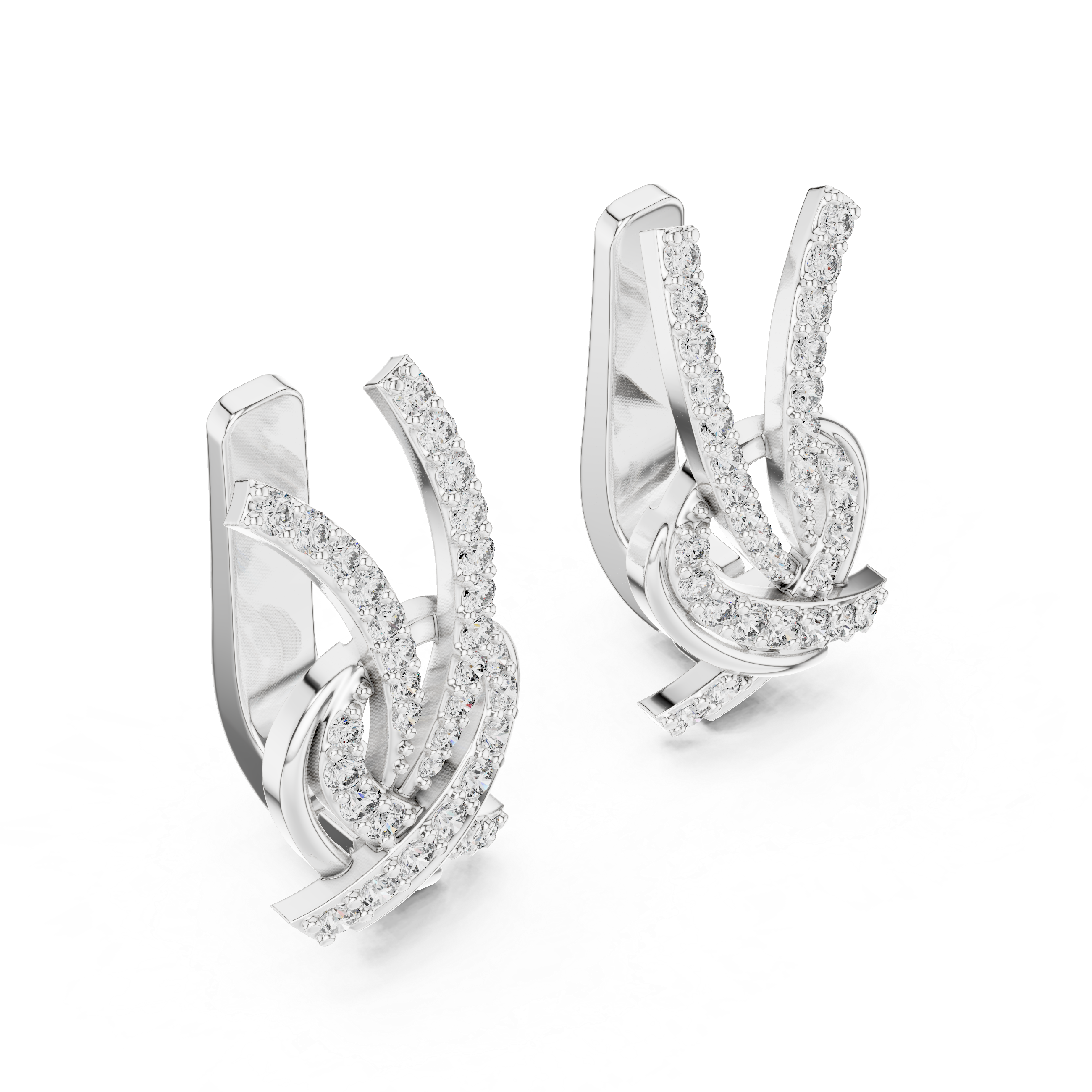 Modern Ribbon Twist Diamond Earrings