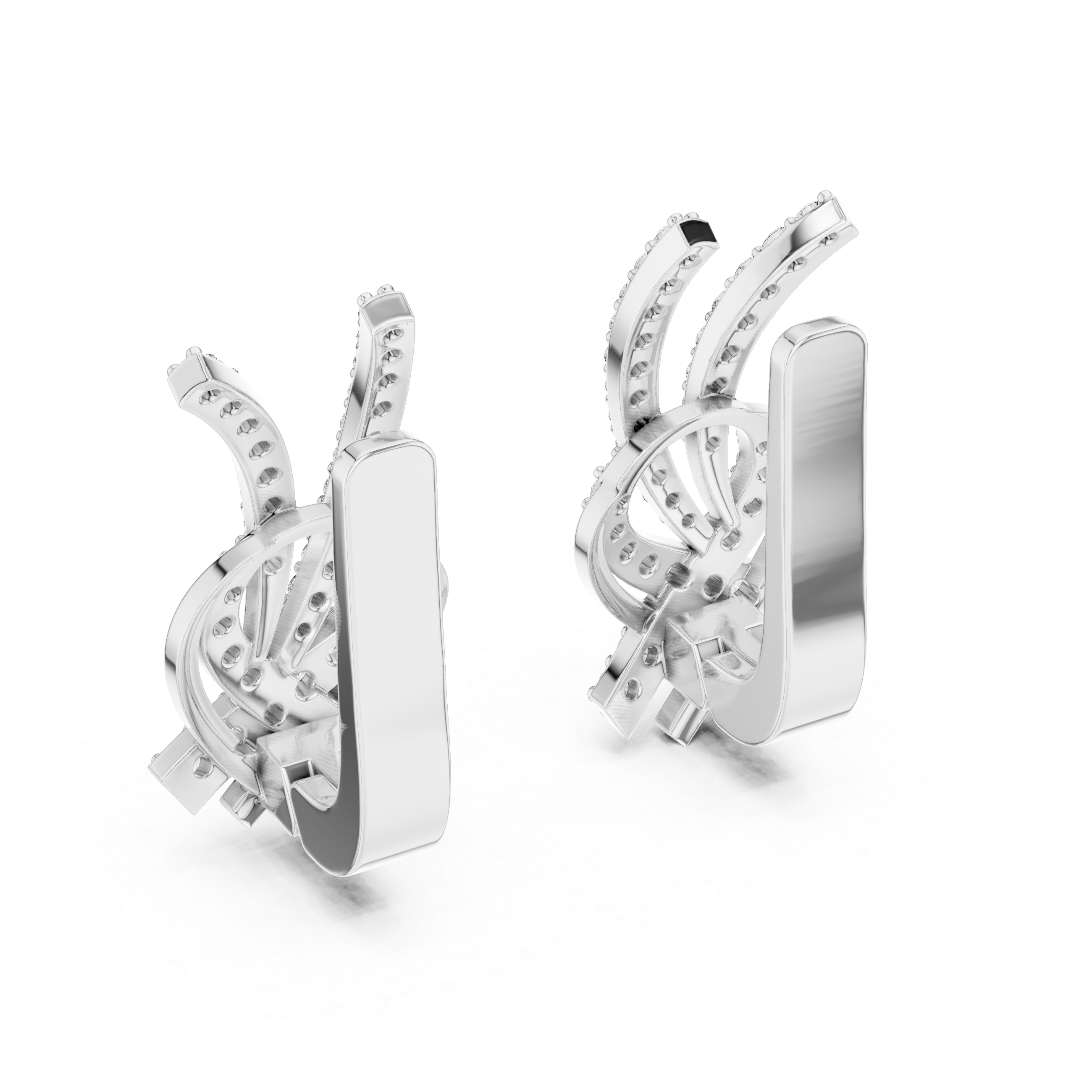 Modern Ribbon Twist Diamond Earrings
