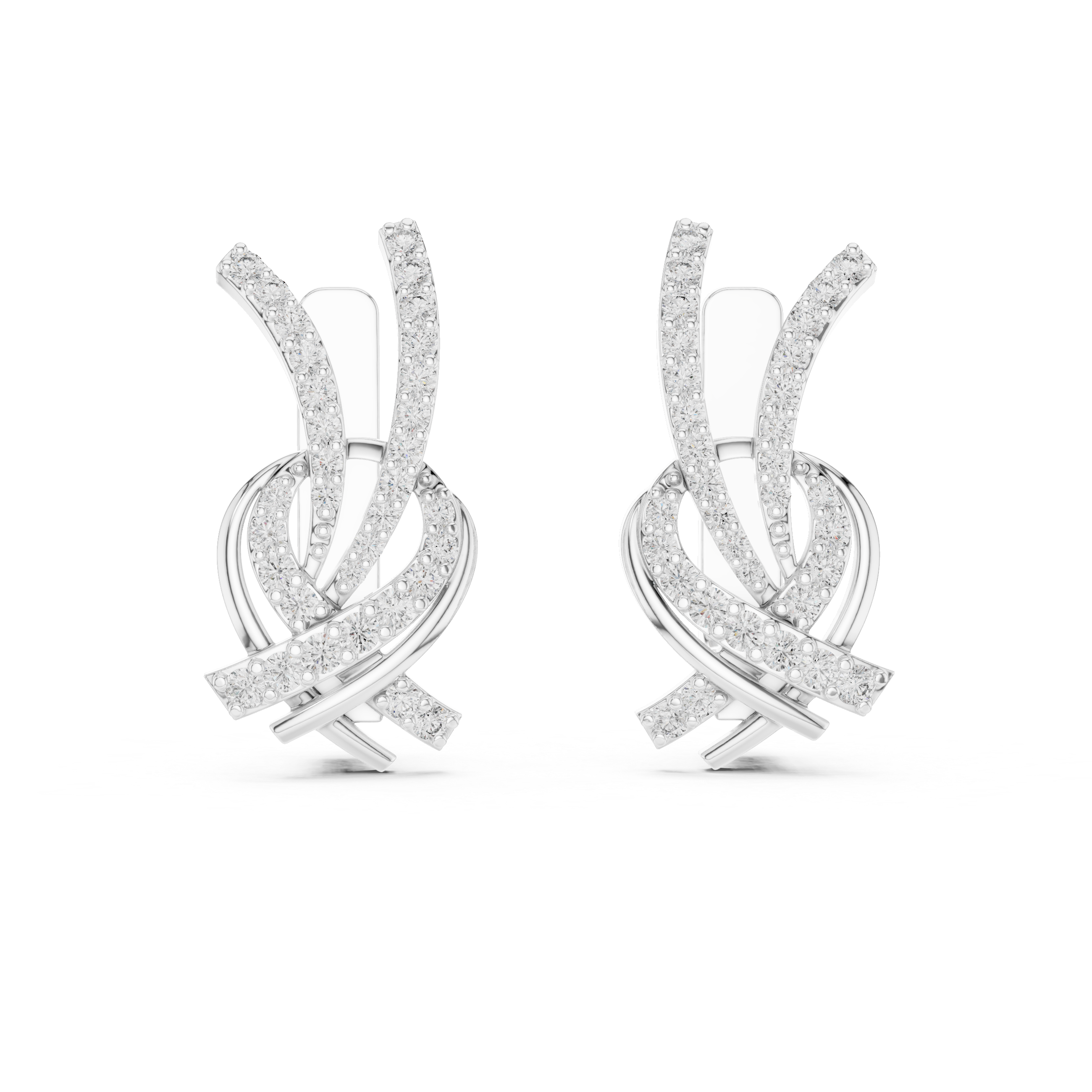 Modern Ribbon Twist Diamond Earrings