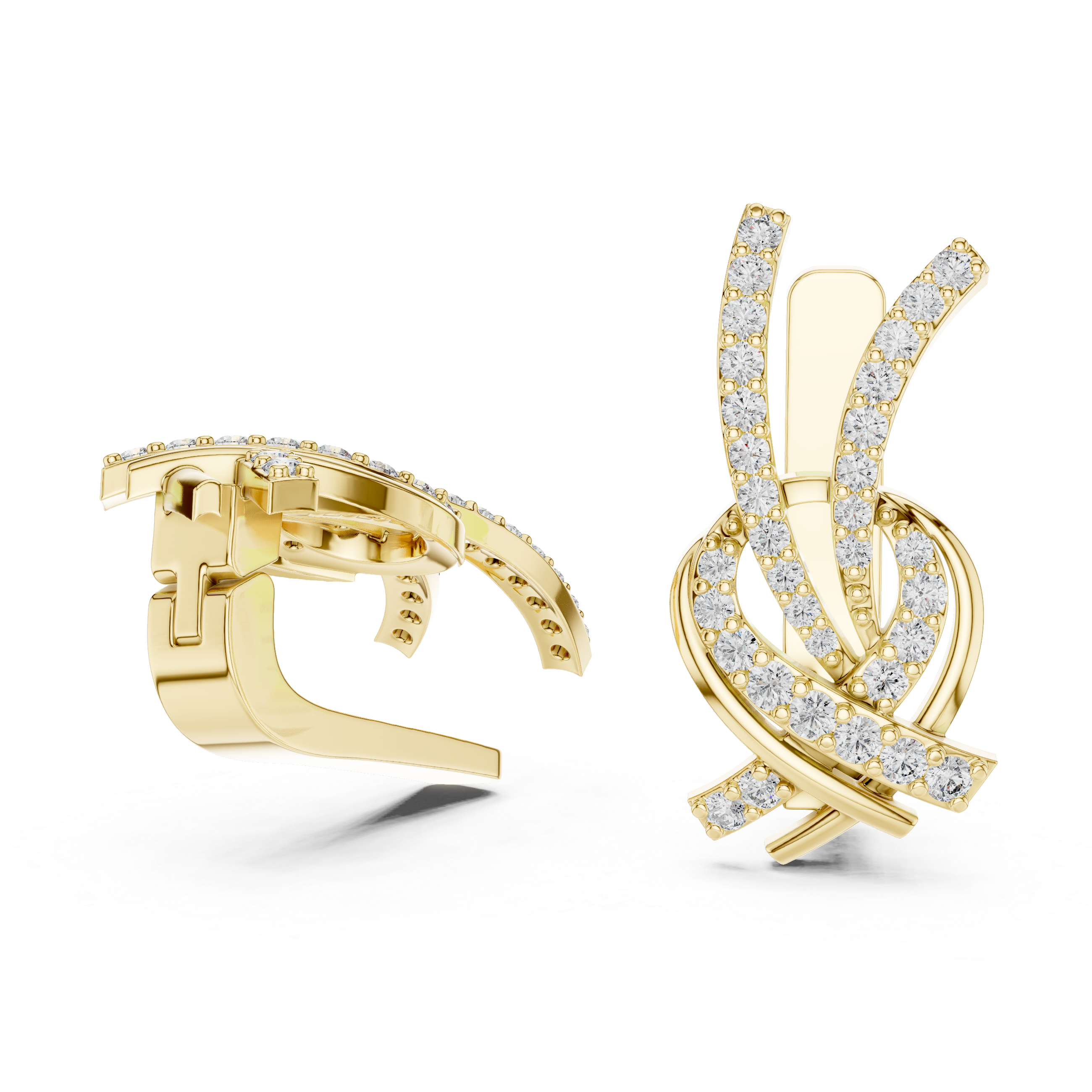 Modern Ribbon Twist Diamond Earrings
