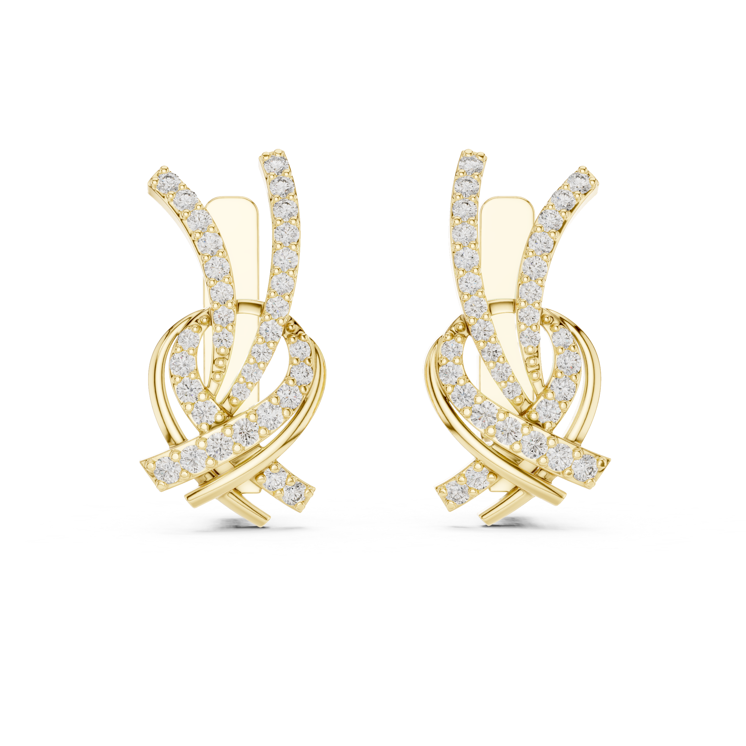 Modern Ribbon Twist Diamond Earrings
