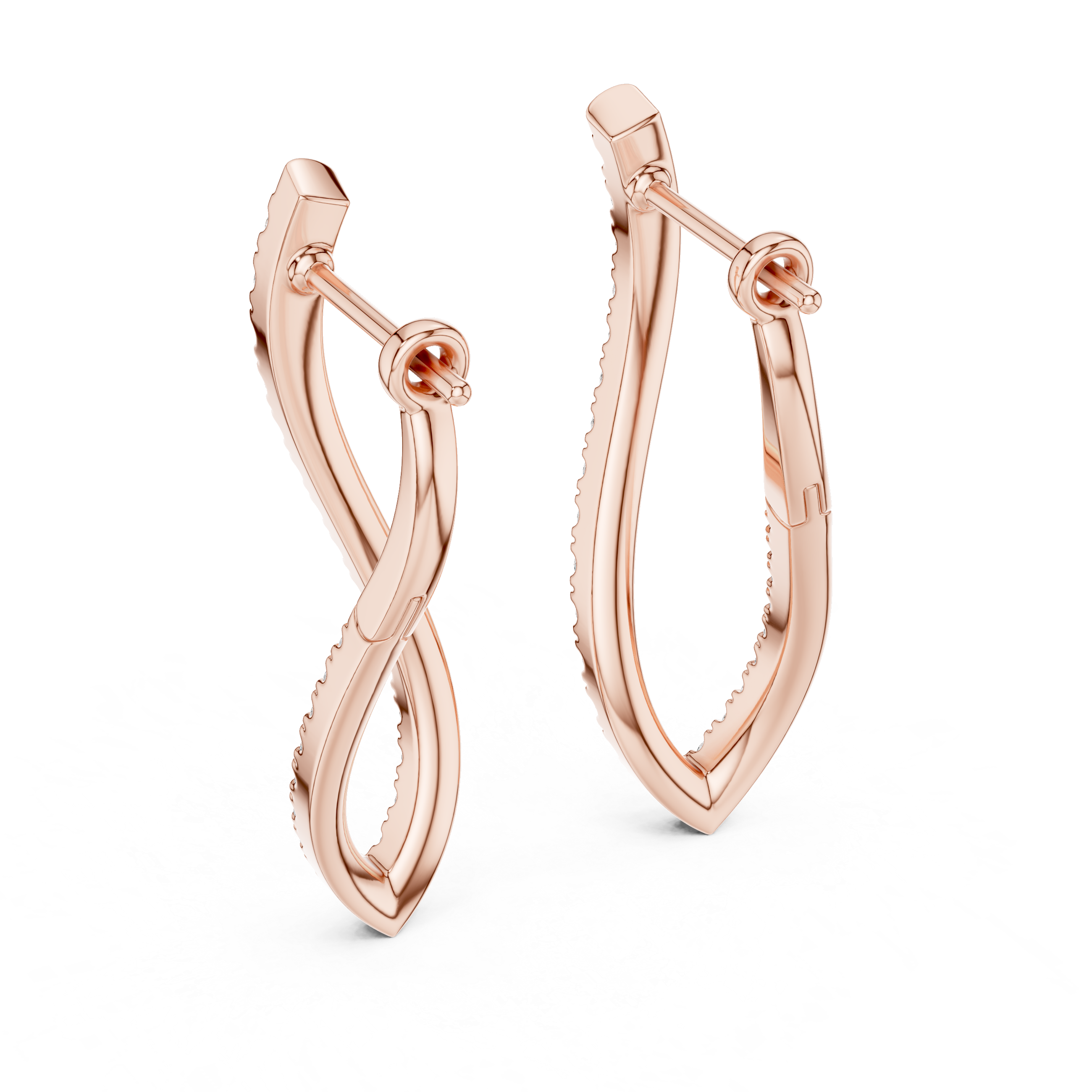 Twisted Diamond Teardrop Hoop Earrings