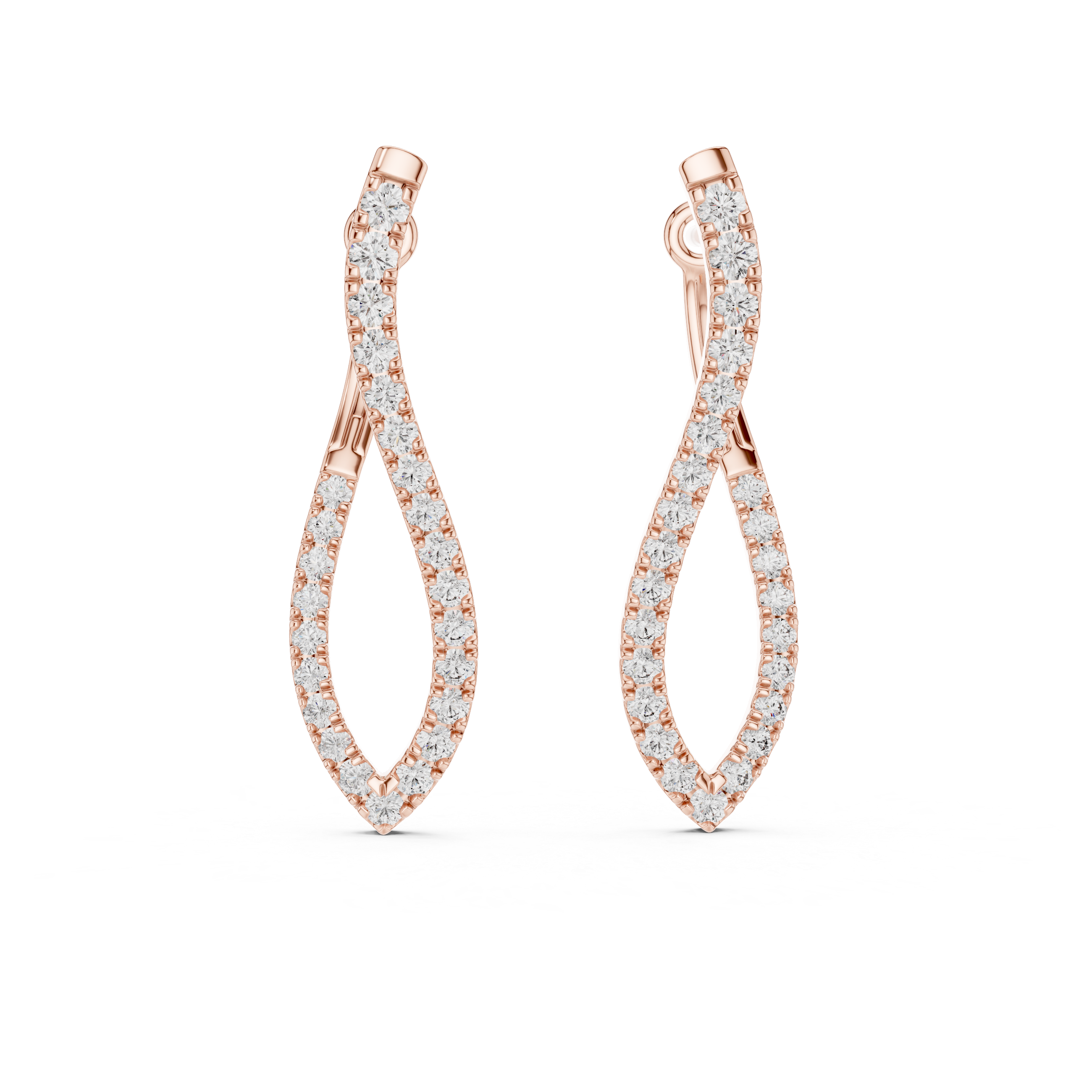 Twisted Diamond Teardrop Hoop Earrings