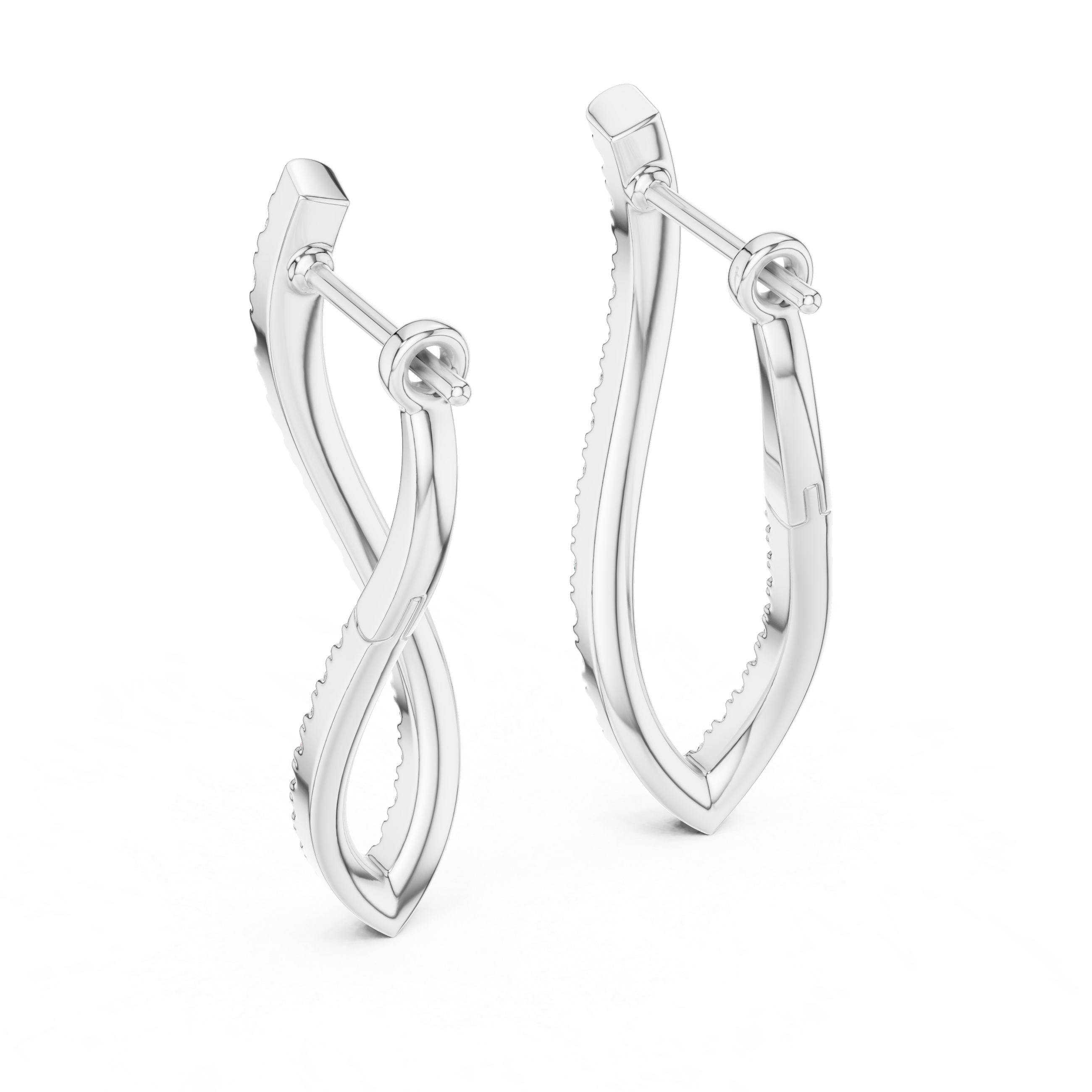 Twisted Diamond Teardrop Hoop Earrings