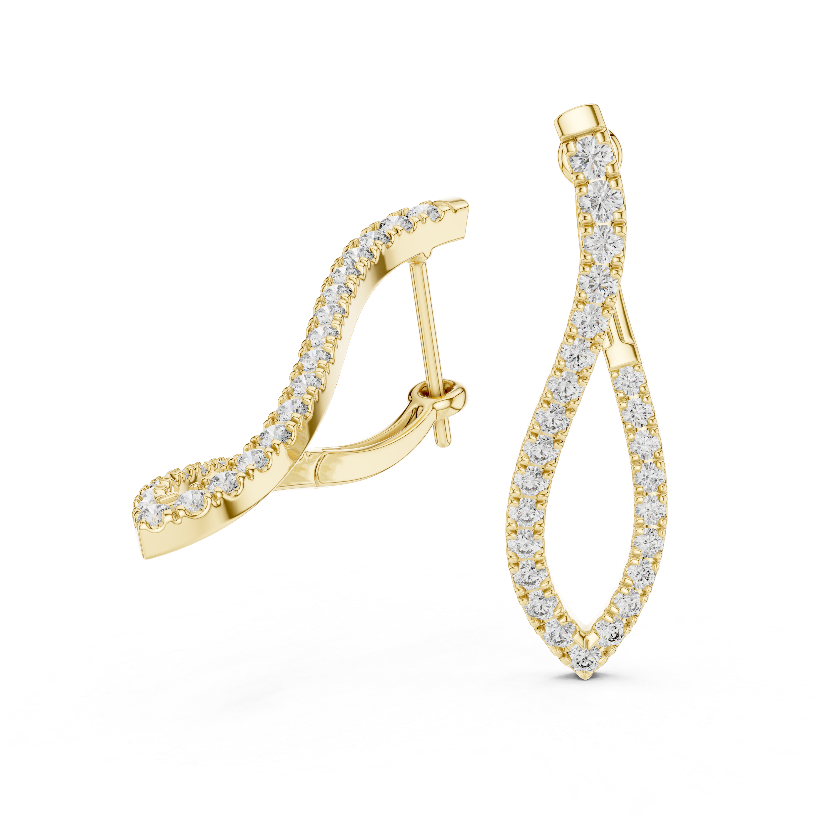 Twisted Diamond Teardrop Hoop Earrings