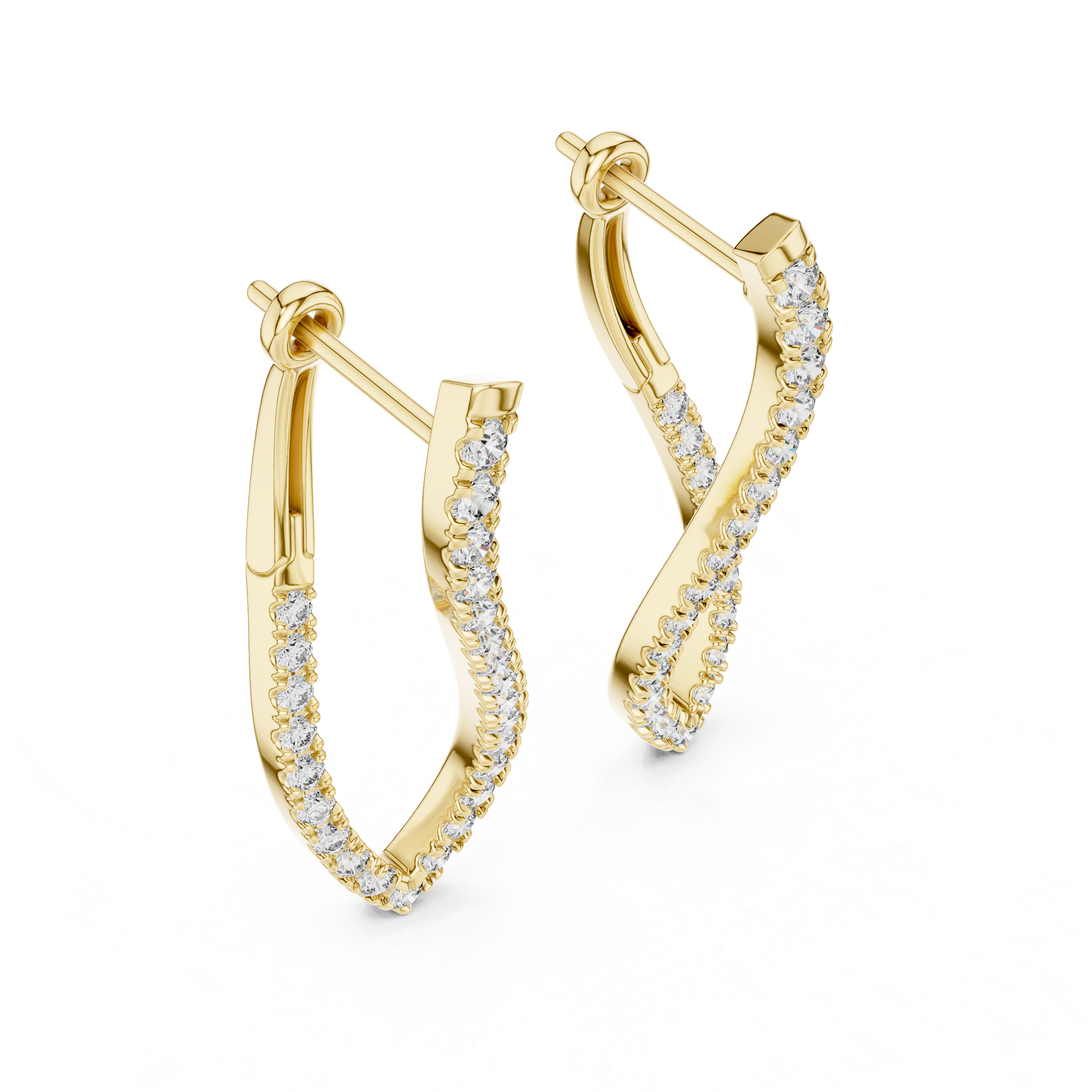 Twisted Diamond Teardrop Hoop Earrings