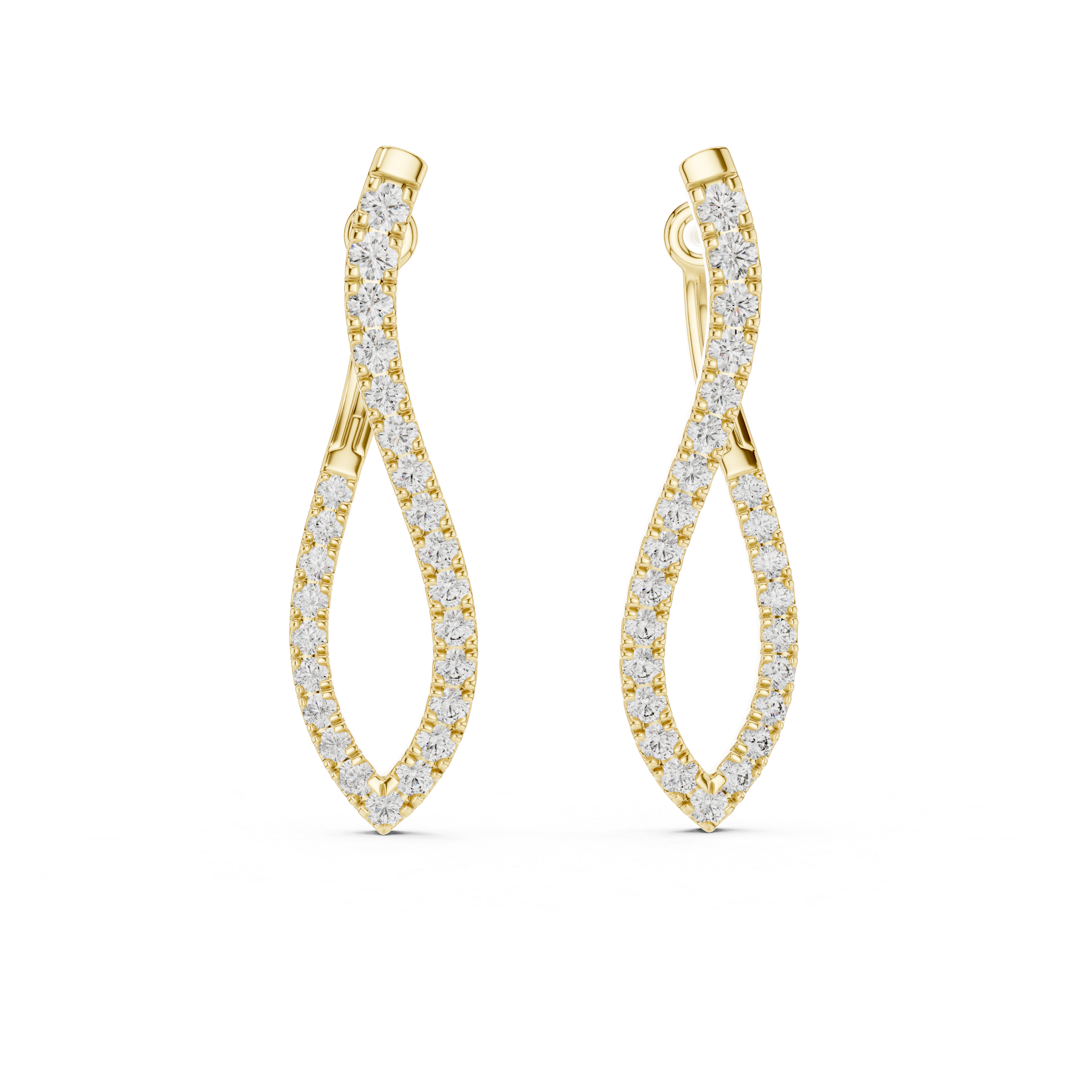 Twisted Diamond Teardrop Hoop Earrings