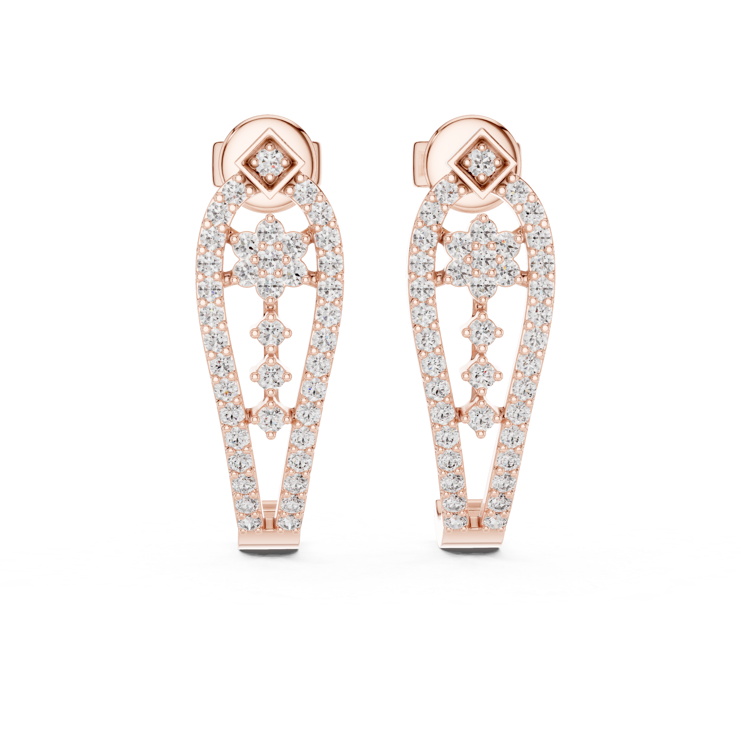 Vintage Lace Diamond Drop Earrings