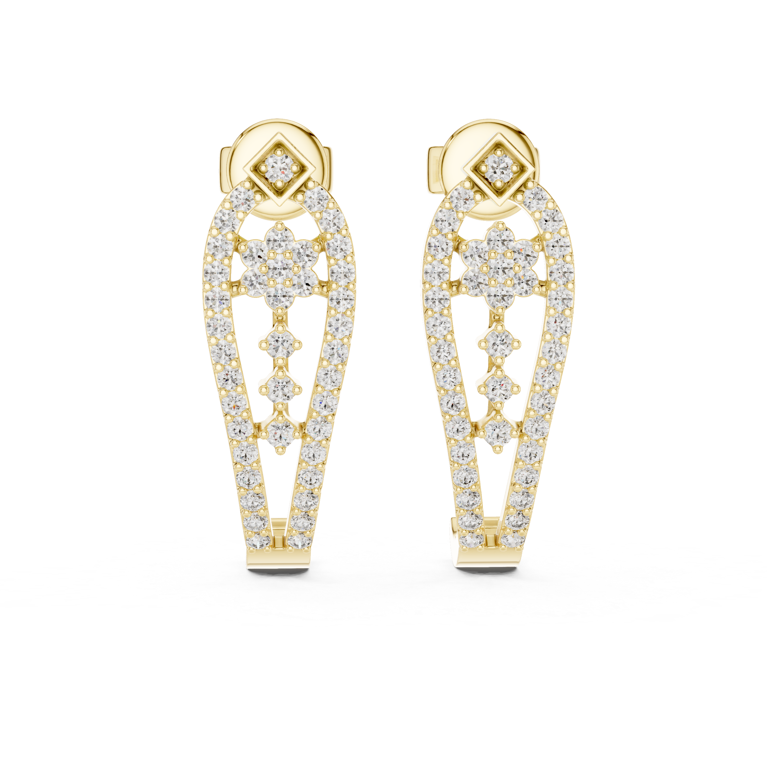 Vintage Lace Diamond Drop Earrings