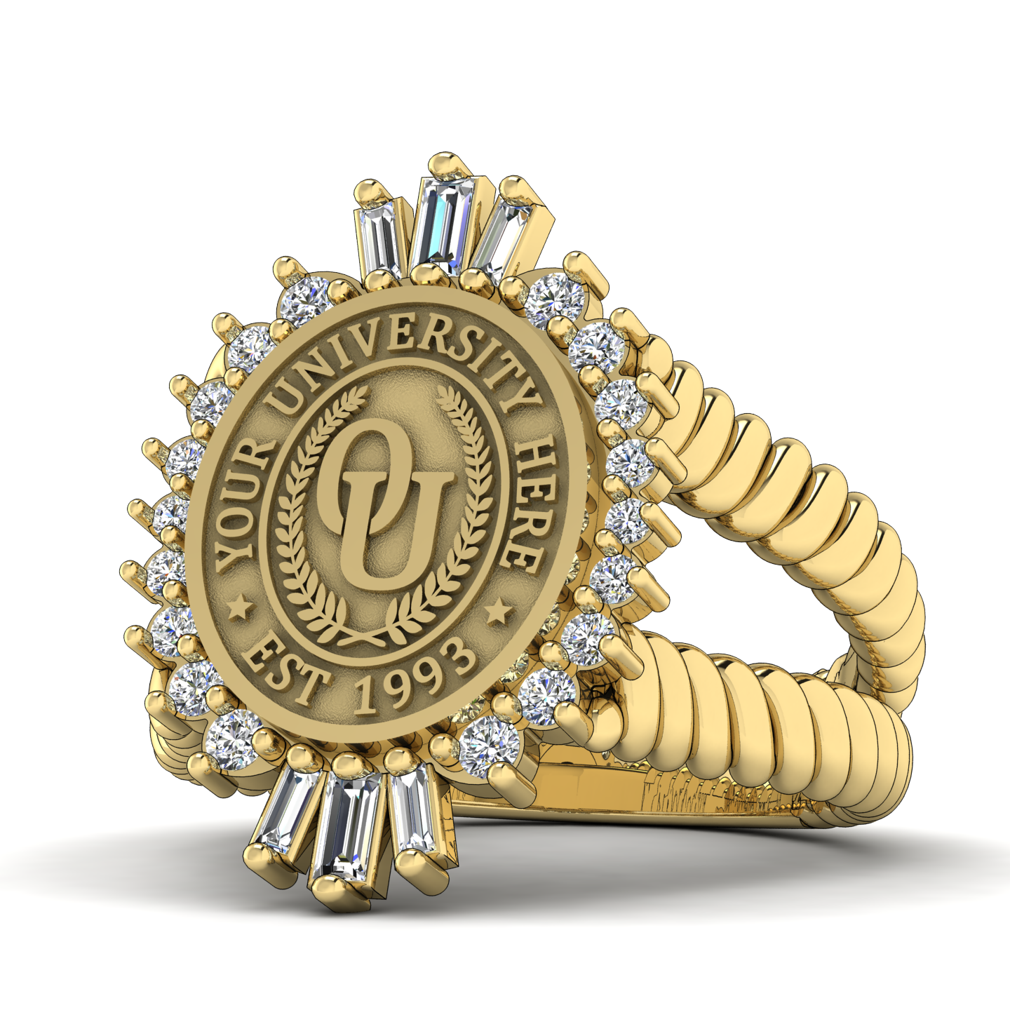 Seren Oval | V-Rope Band Custom College Ring