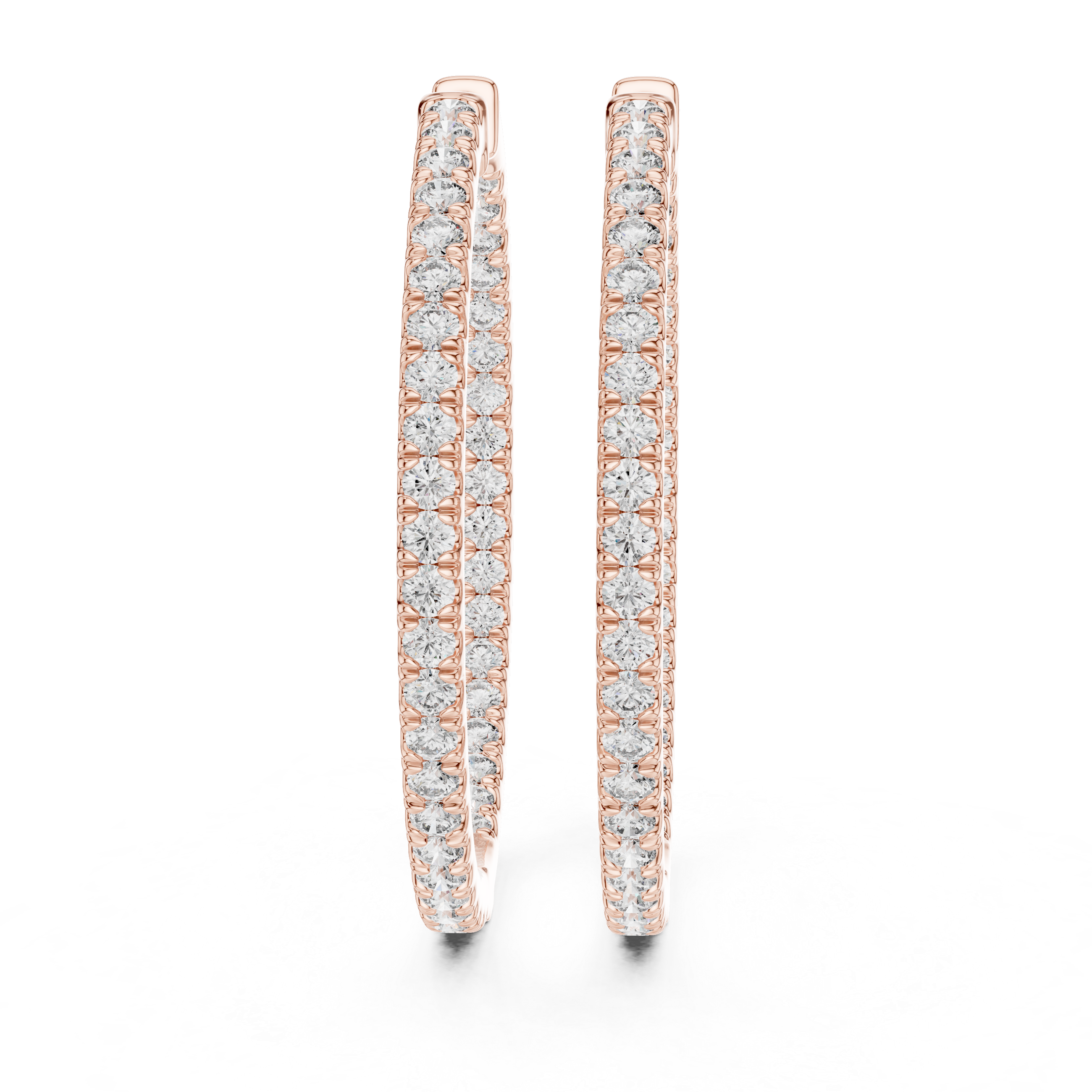 Full Diamond Hoop Earrings in Gold